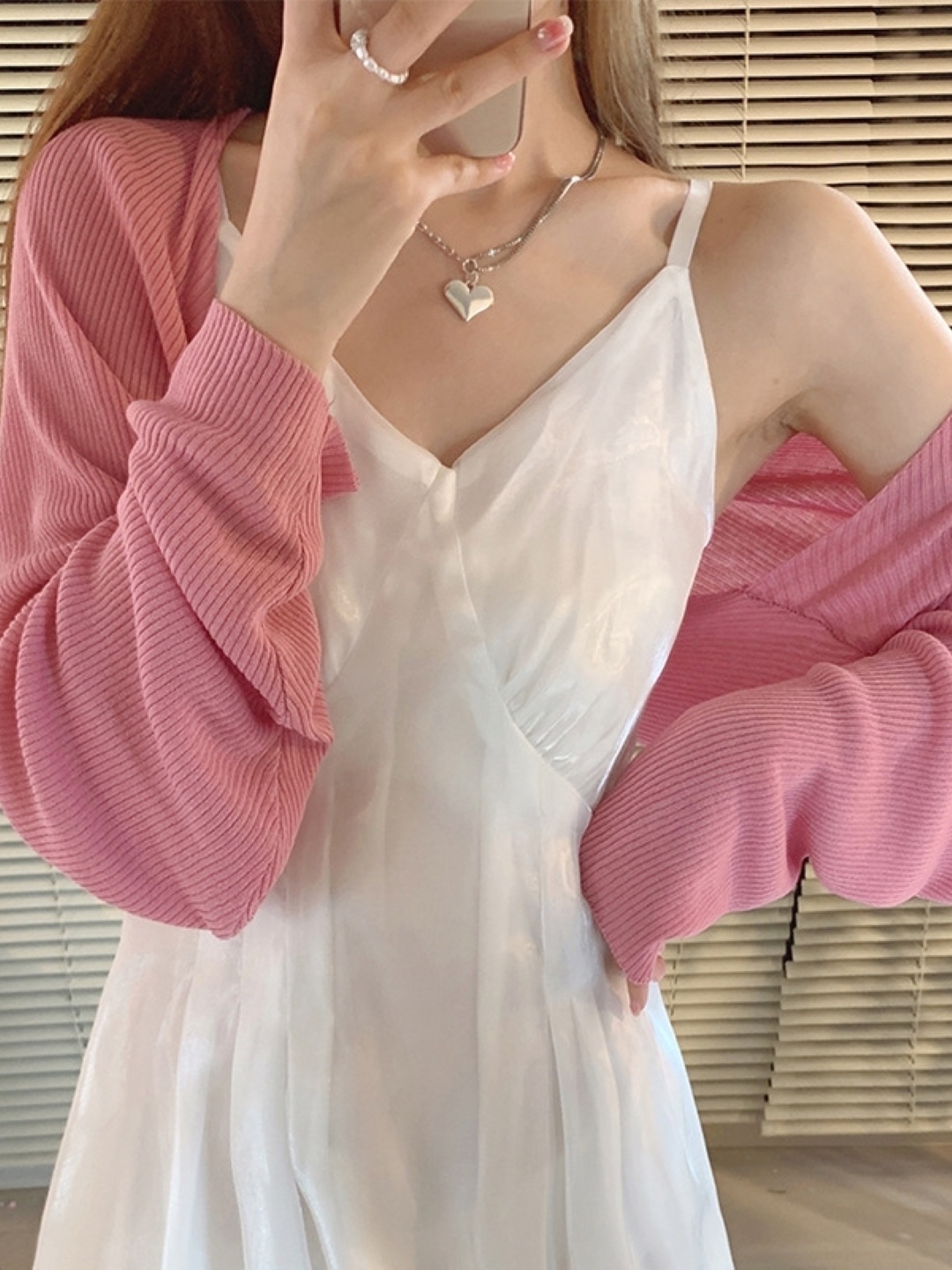 

HERE&NOW Women Shoulder Straps Long Sleeves Top, Pink