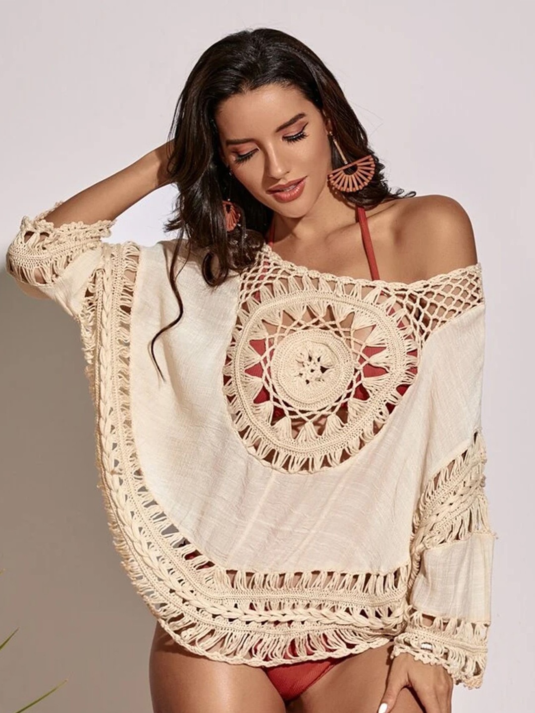 

LULU & SKY Animal Print Kimono Sleeve Top, Beige