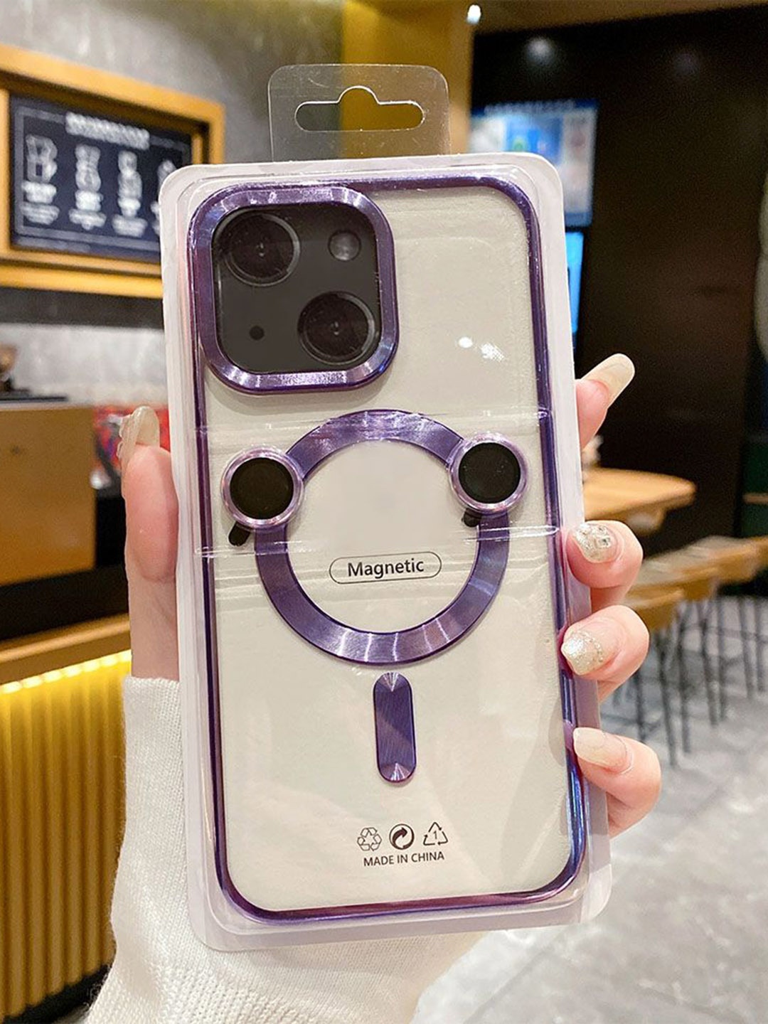 

Luxury Kase Solid Printed iPhone 15 Back Case Mobile Accessories, Purple