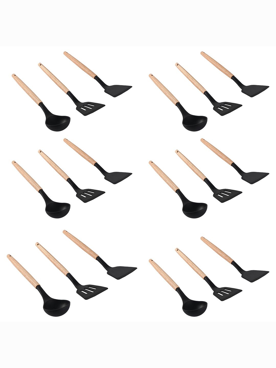 

Kuber Industries Unisex Black 18 Pcs Silicone Nonstick Spatula Set