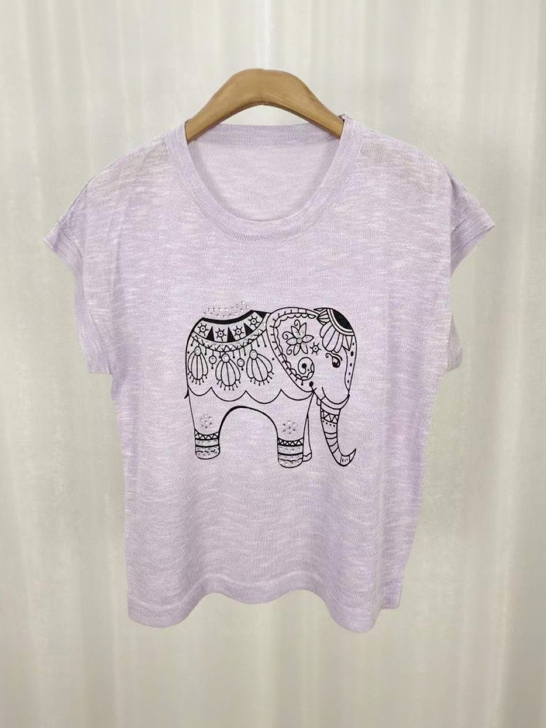 

KPOP Graphic Printed Round Neck Top, Purple
