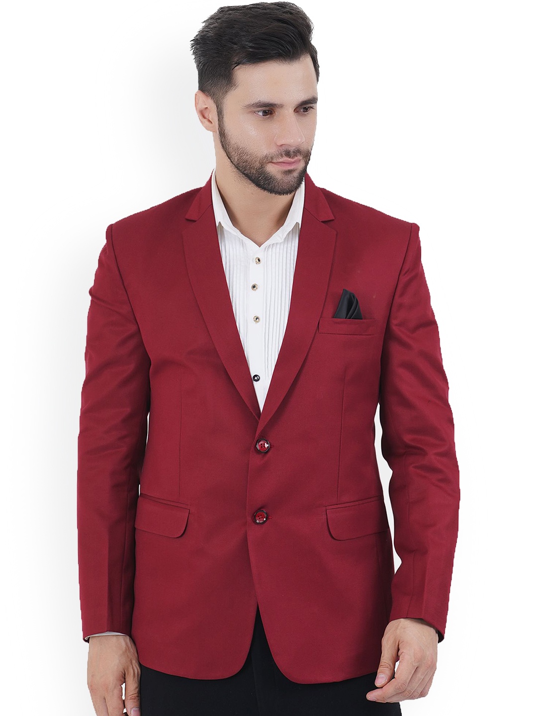 

Yaqoot Slim Fit Single-Breasted Blazer, Maroon