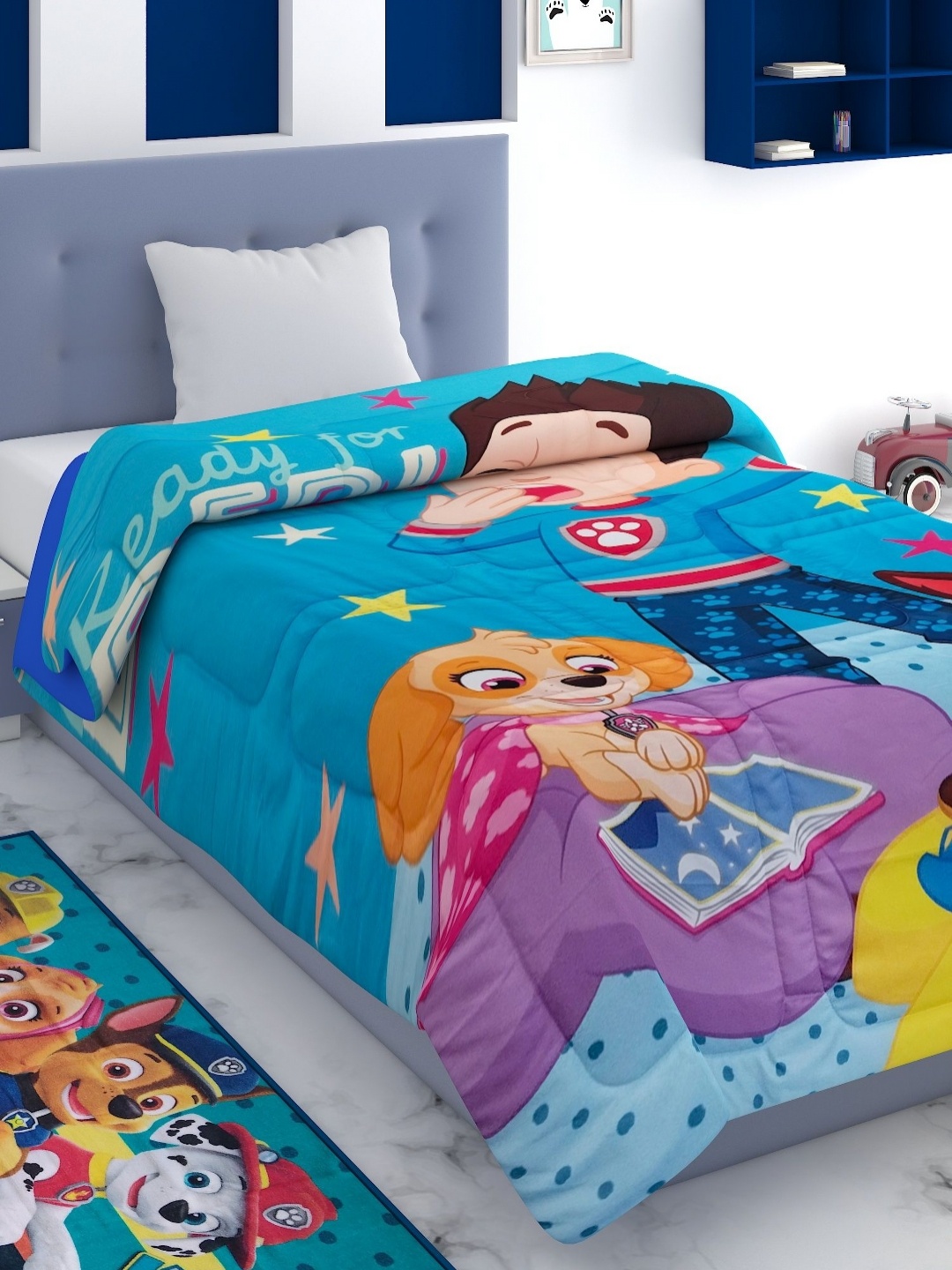

Athom Living Blue & Brown Cartoon Characters Printed 350 GSM Double Bed Comforter