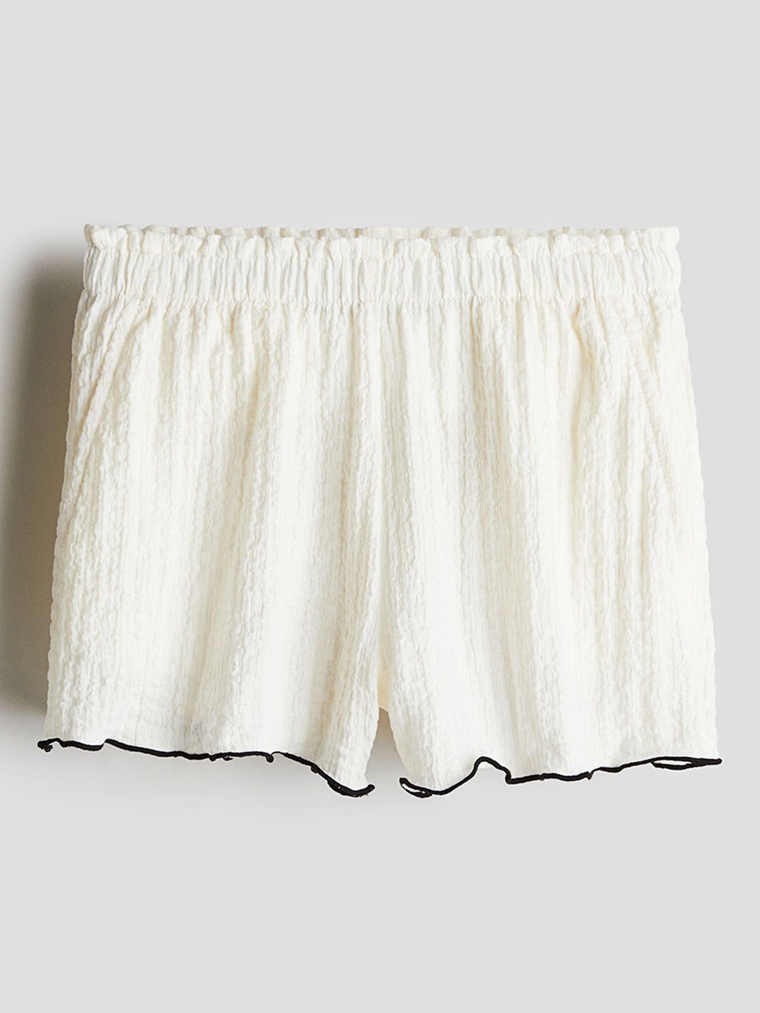 

H&M Crinkled Jersey Shorts, White