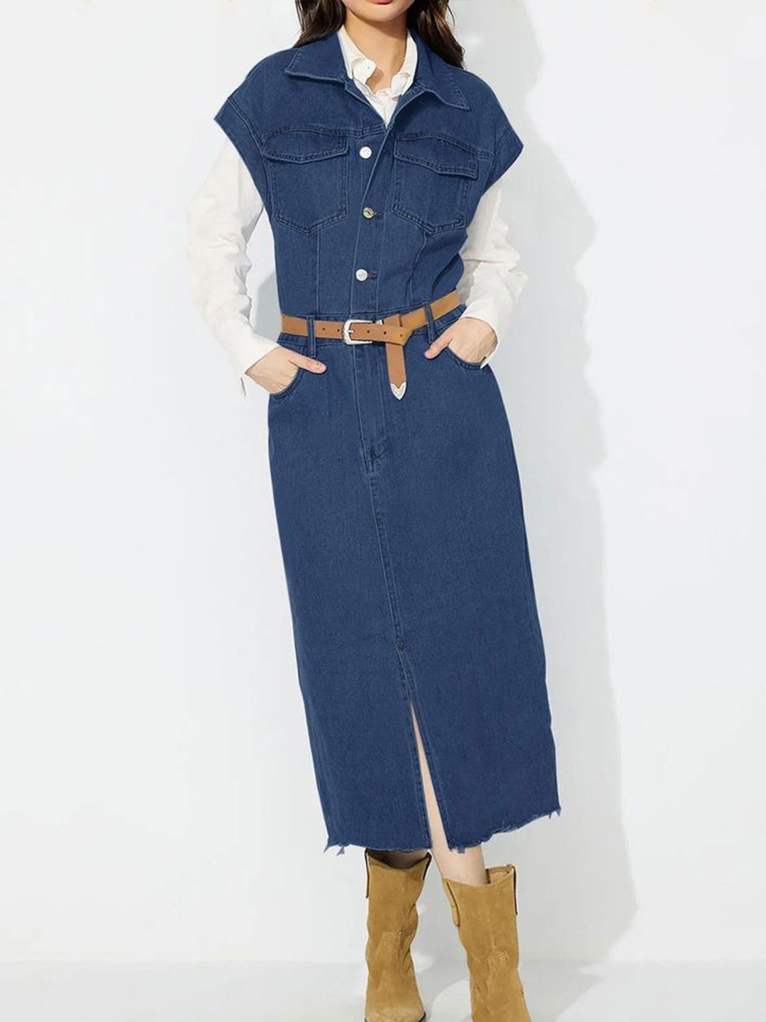 

LULU & SKY Shirt Midi Dress, Blue