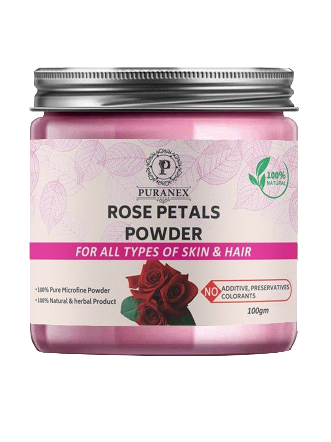 

Puranex 100% Natural & Pure Rose Petals Powder - 100 gm, White