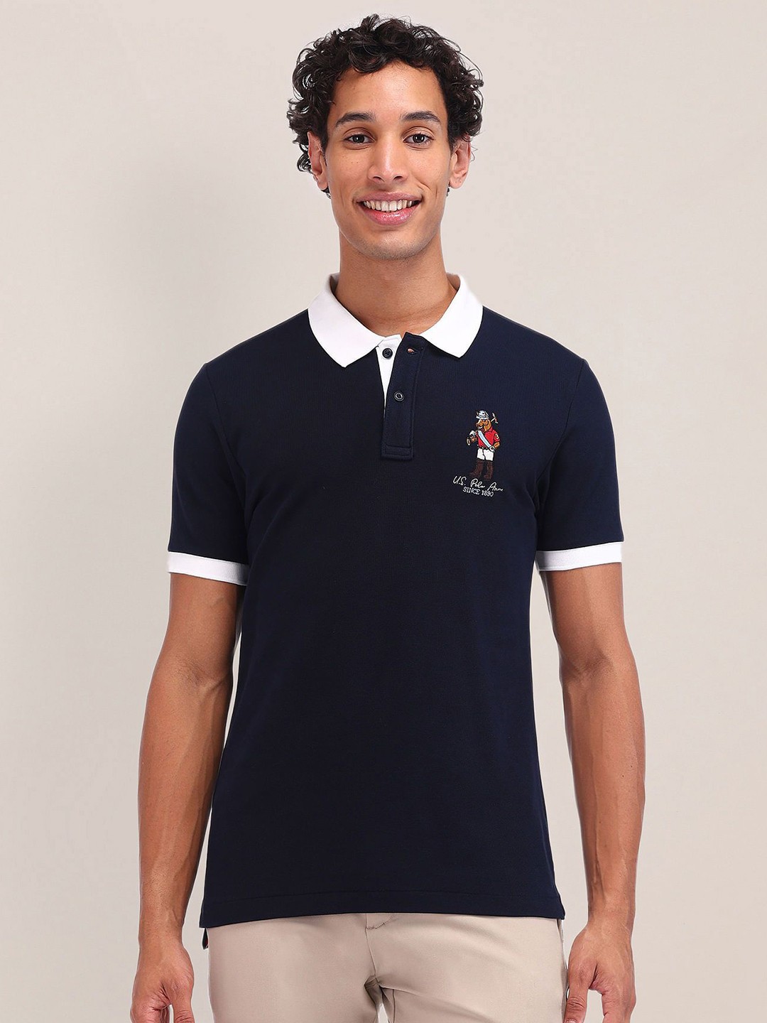 

U.S. Polo Assn. Men Polo Collar Applique Slim Fit T-shirt, Blue