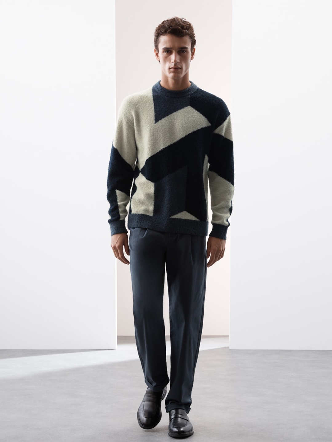 

Marks & Spencer Men Colourblocked Woollen Pullover Sweater, White