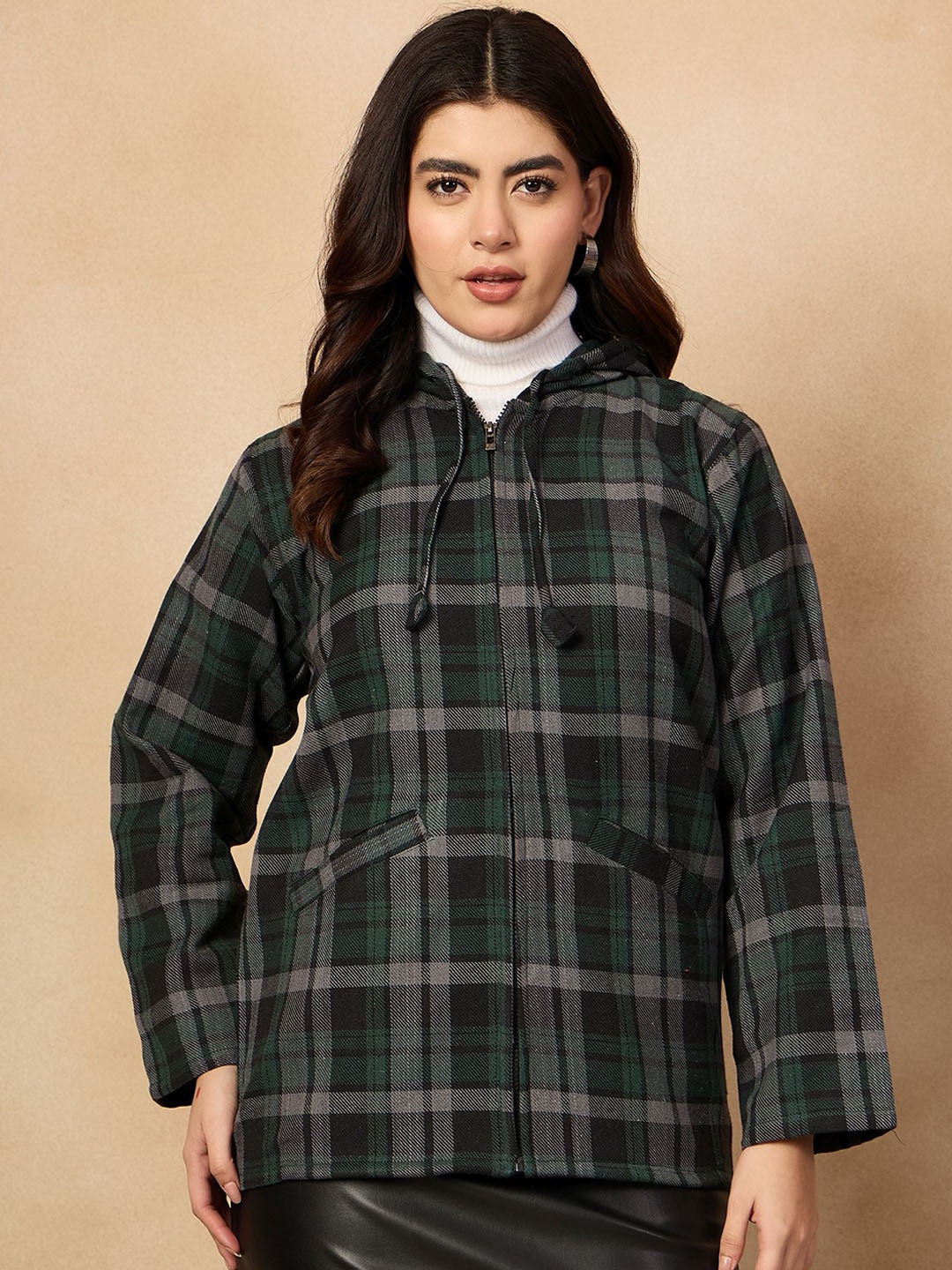 

InWeave Women Checked Acrylic Tailored Jacket, Green