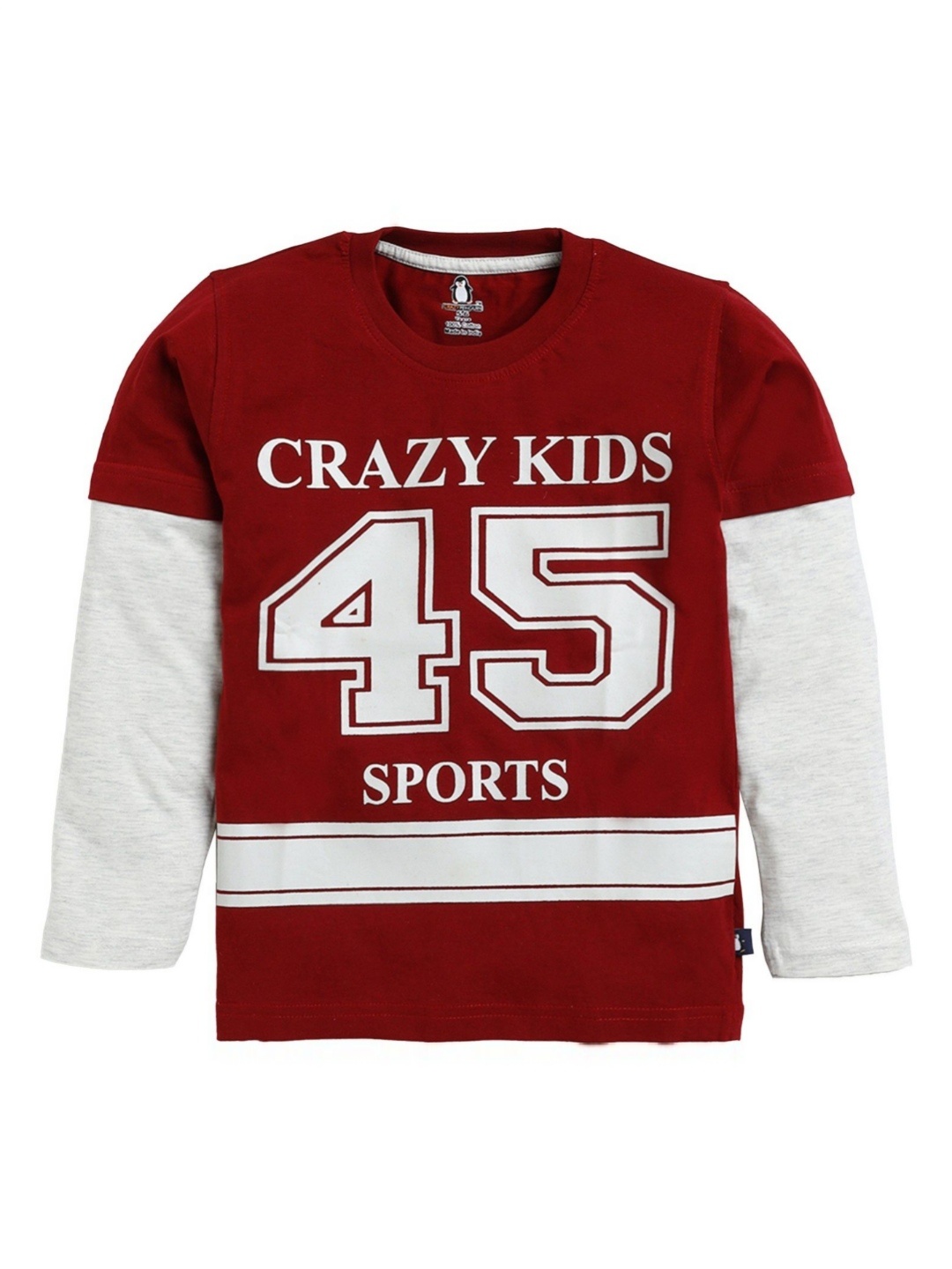

CRAZYPENGUIN ELITE Boys Typography Printed Round Neck Cotton T-shirt, Maroon