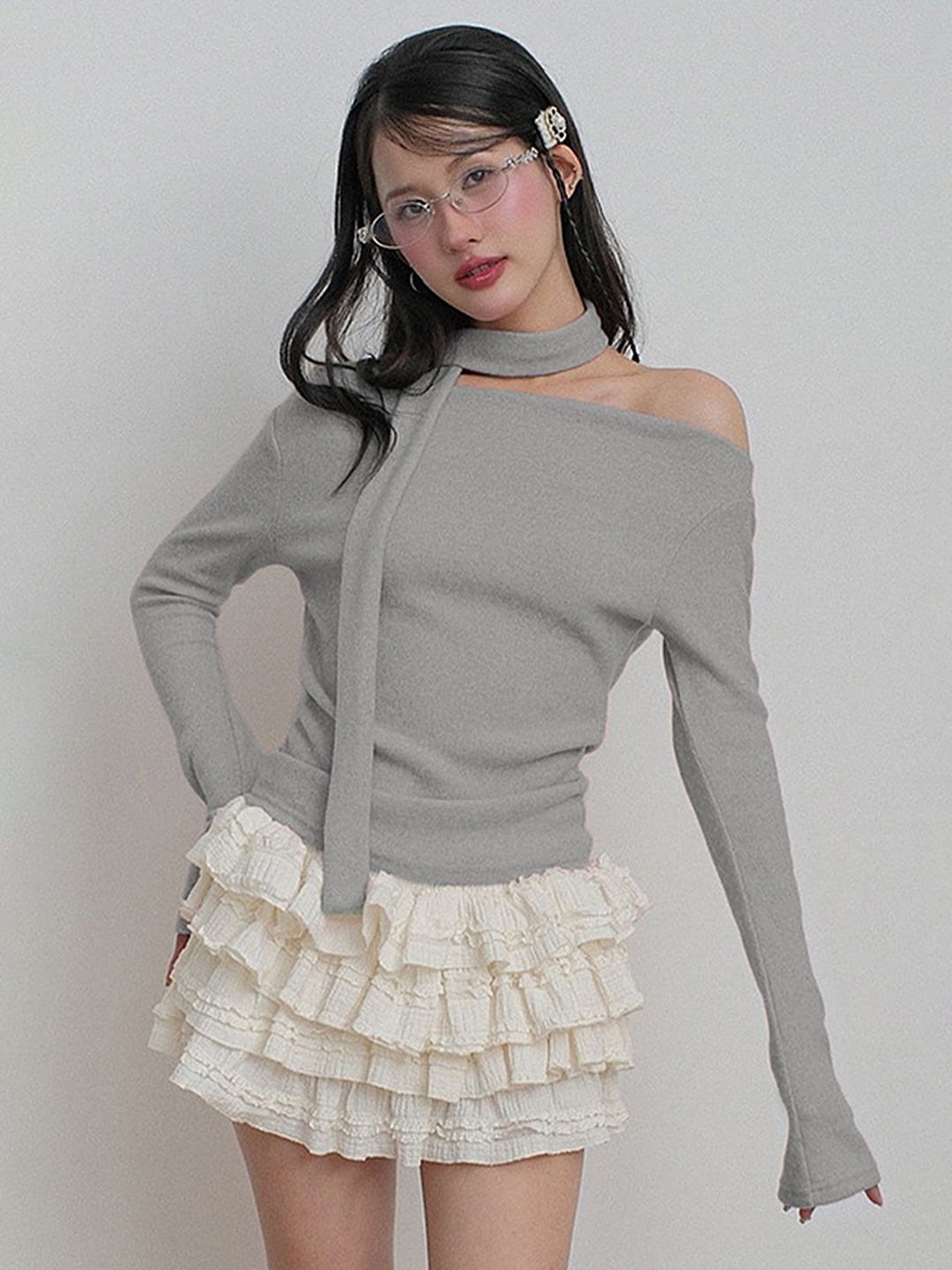 

LULU & SKY Off-Shoulder Top, Grey