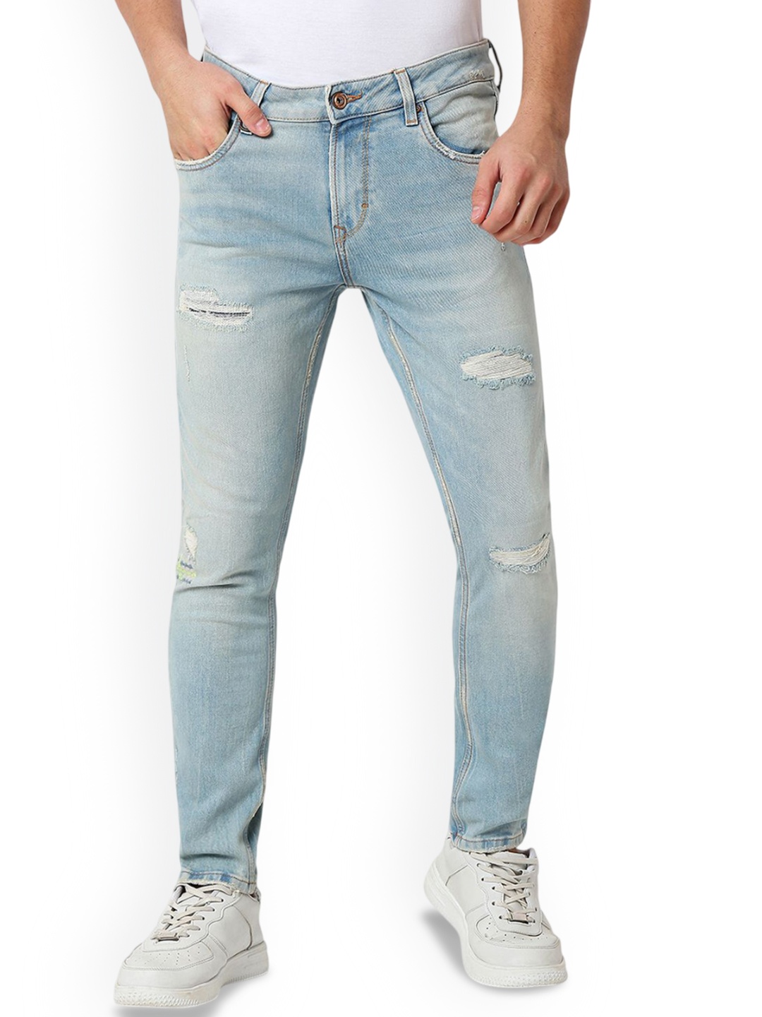 

SPYKAR Men Slim Fit Highly Distressed Heavy Fade Jeans, Blue