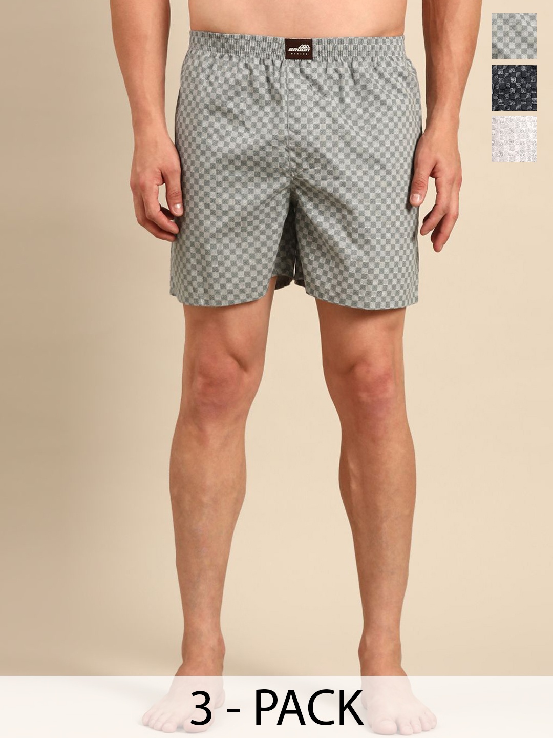 

Broon Pack Of 3 Printed Cotton Boxers ZB3P025, Black
