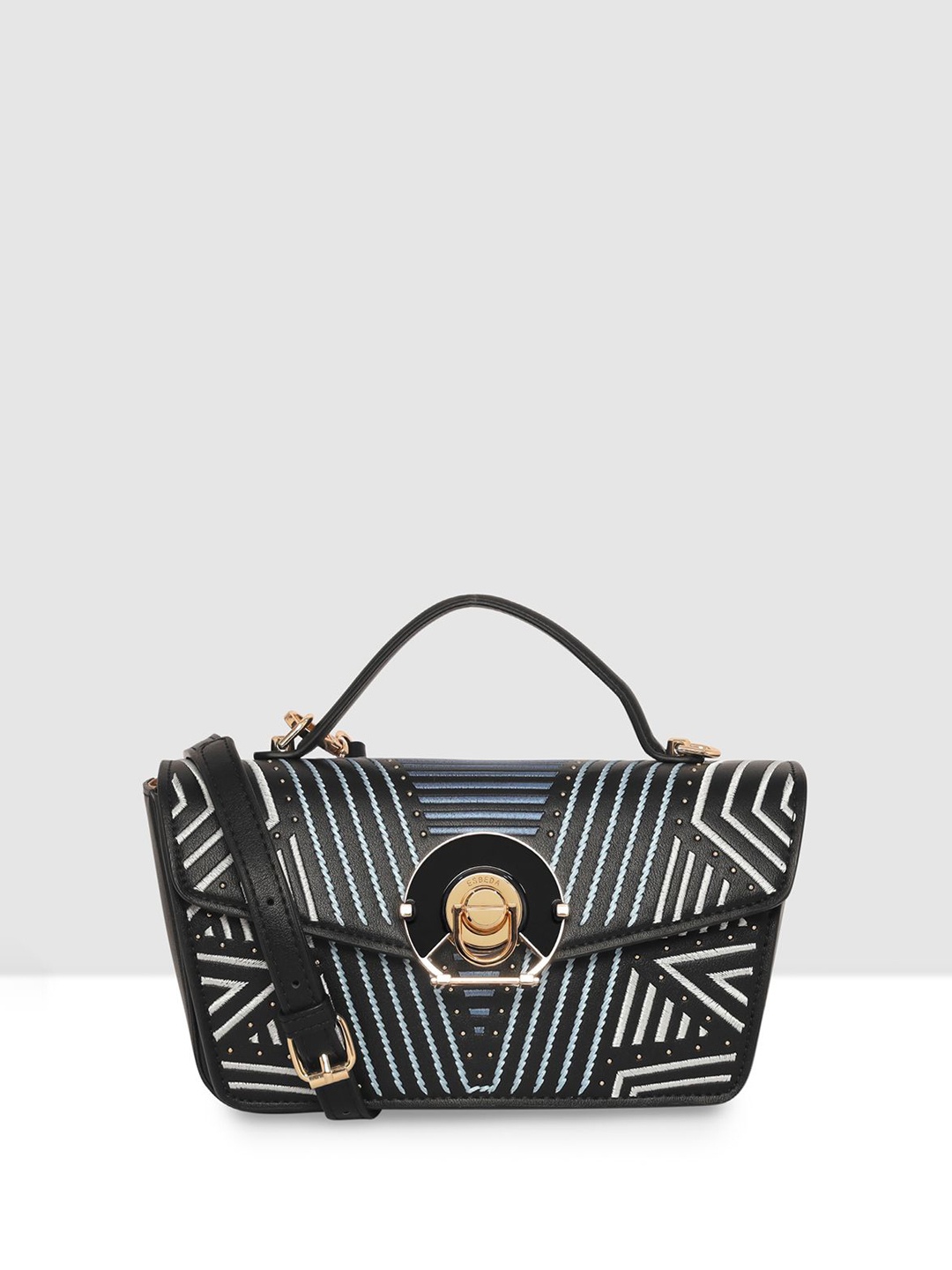 

ESBEDA PU Swagger Sling Bag with Cut Work, Black