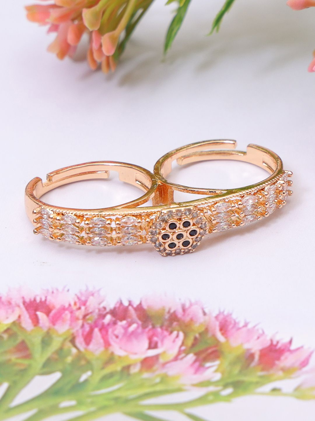 

Styled Diva Gold-Plated AD Stone-Studded Finger Ring