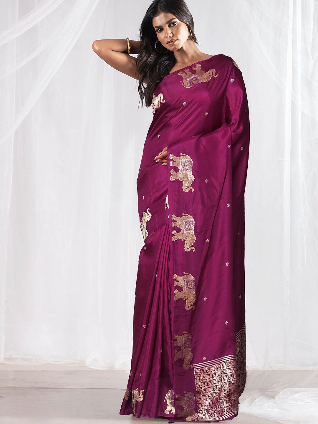

Unnati Silks Woven Design Pure Silk Banarasi Saree, Purple