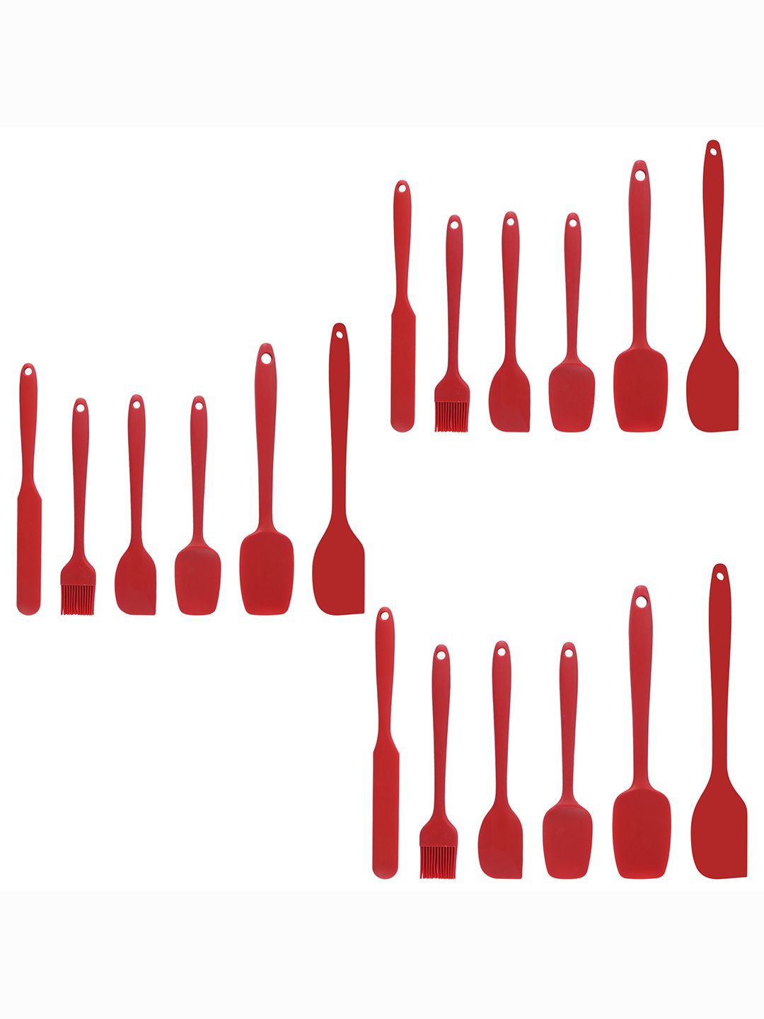 

Kuber Industries Unisex Red 18 Pcs Silicone Nonstick Spatula Set