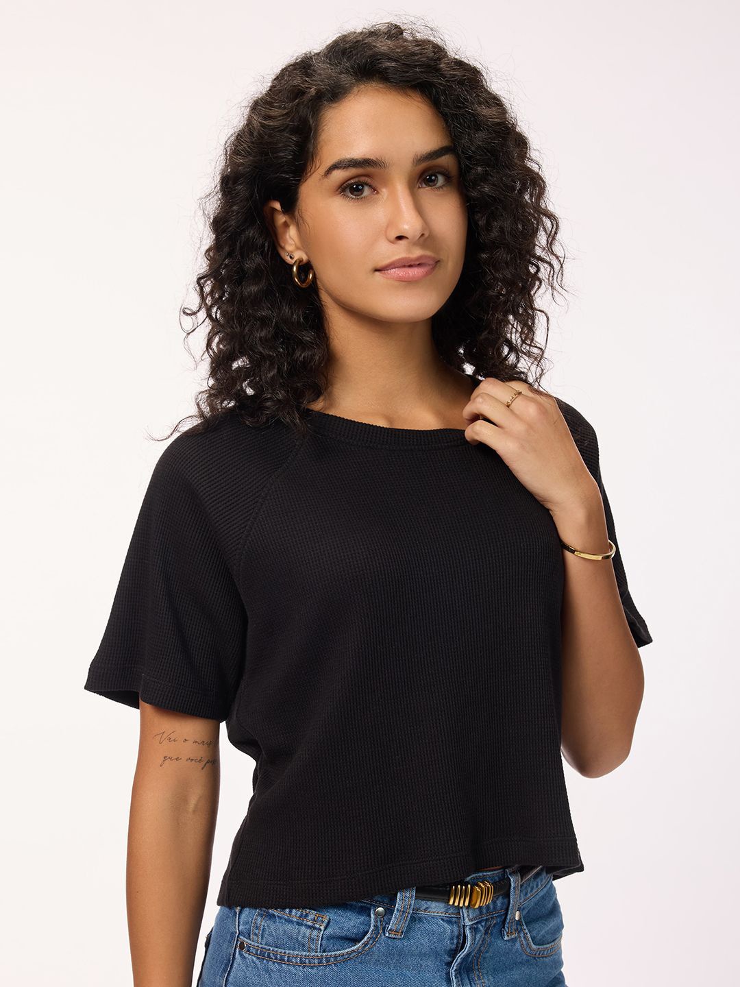 

Bombay High Crop Top, Black