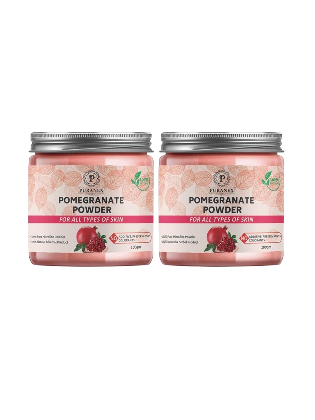 

Puranex Set Of 2 100% Natural Pomegranate Powder Face Pack - 100 g Each, White