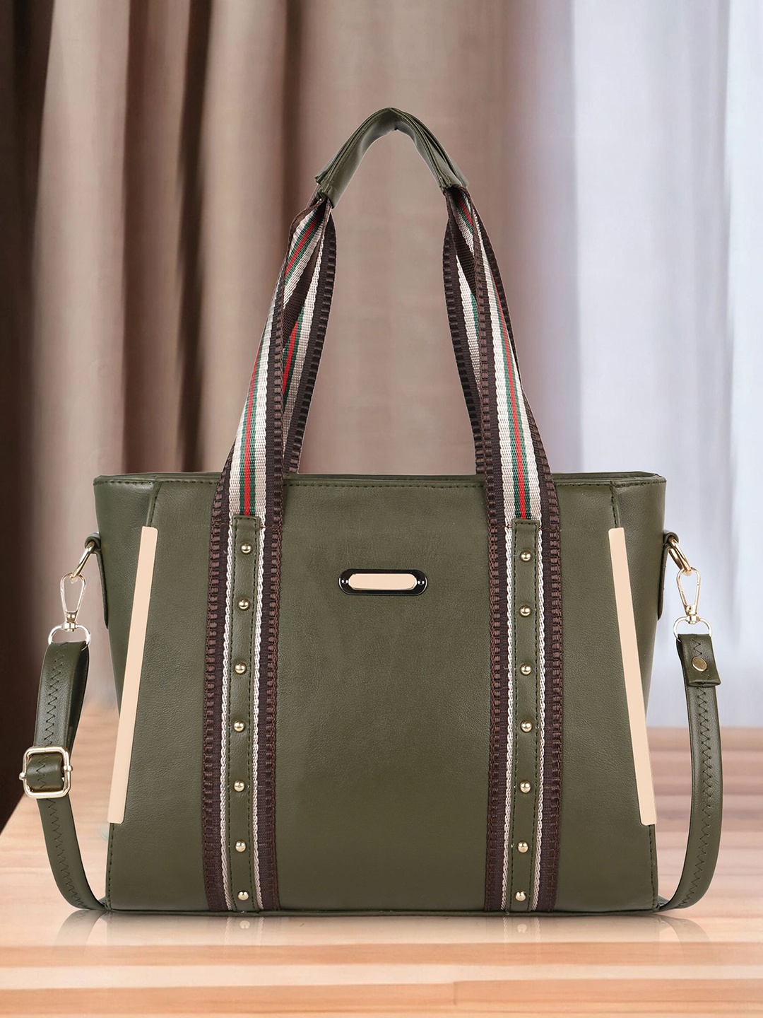 

PARSLEY Colourblocked Shopper Satchel, Green