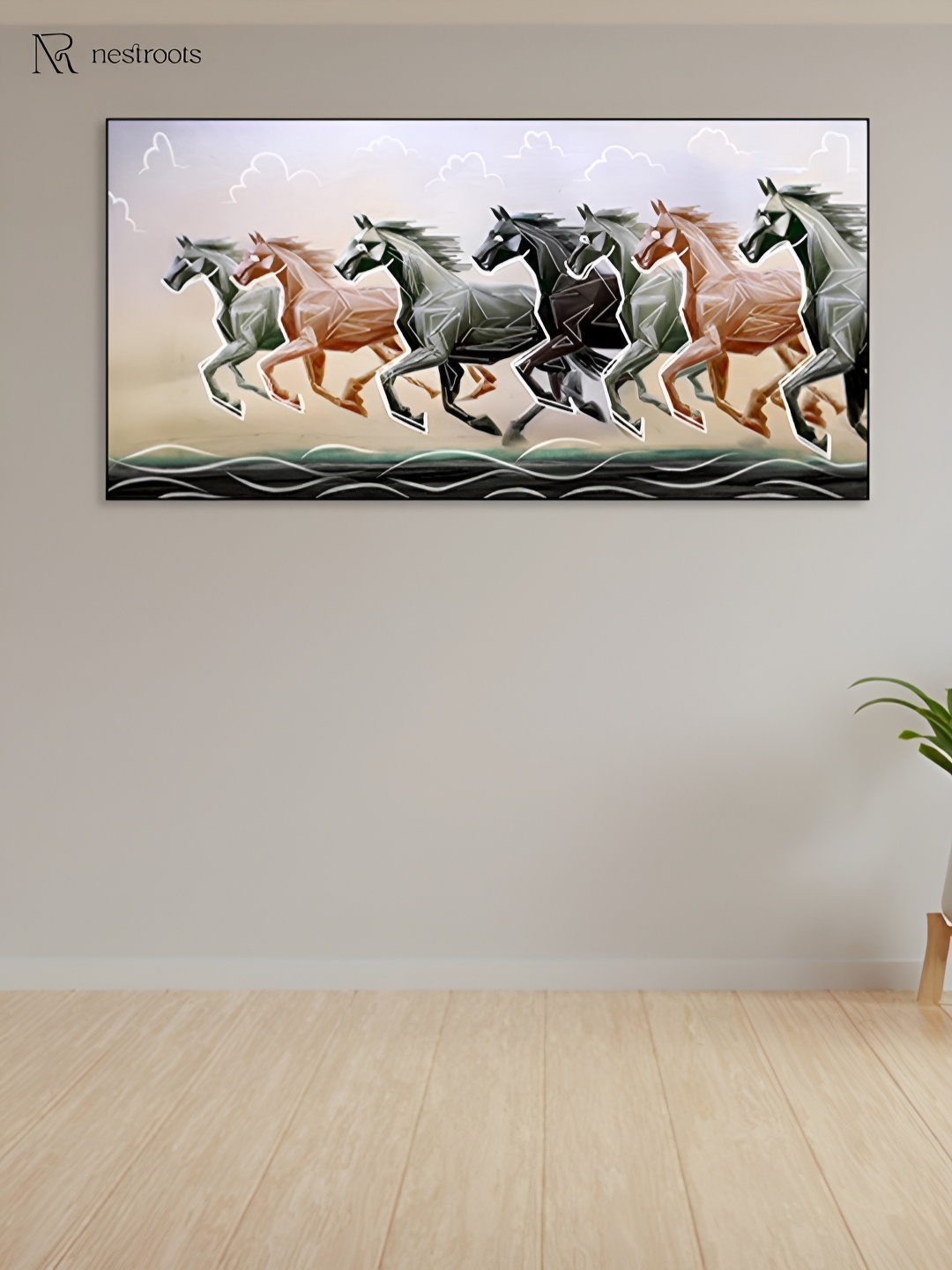 

nestroots Grey & Brown Radiance of seven Care Canvas Painting Wall Art