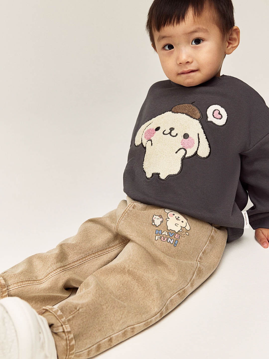 

H&M Tapered Cotton Jeans, Beige