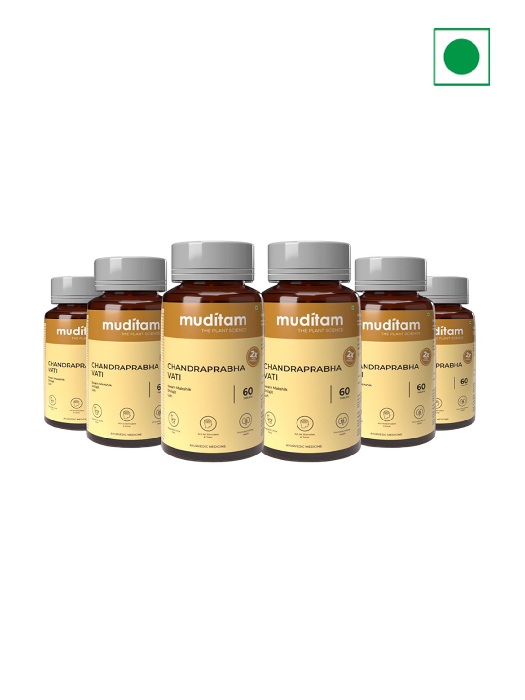 

Muditam Set of 6 Chandraprabha vati health supplement - 60 Tablets each, White