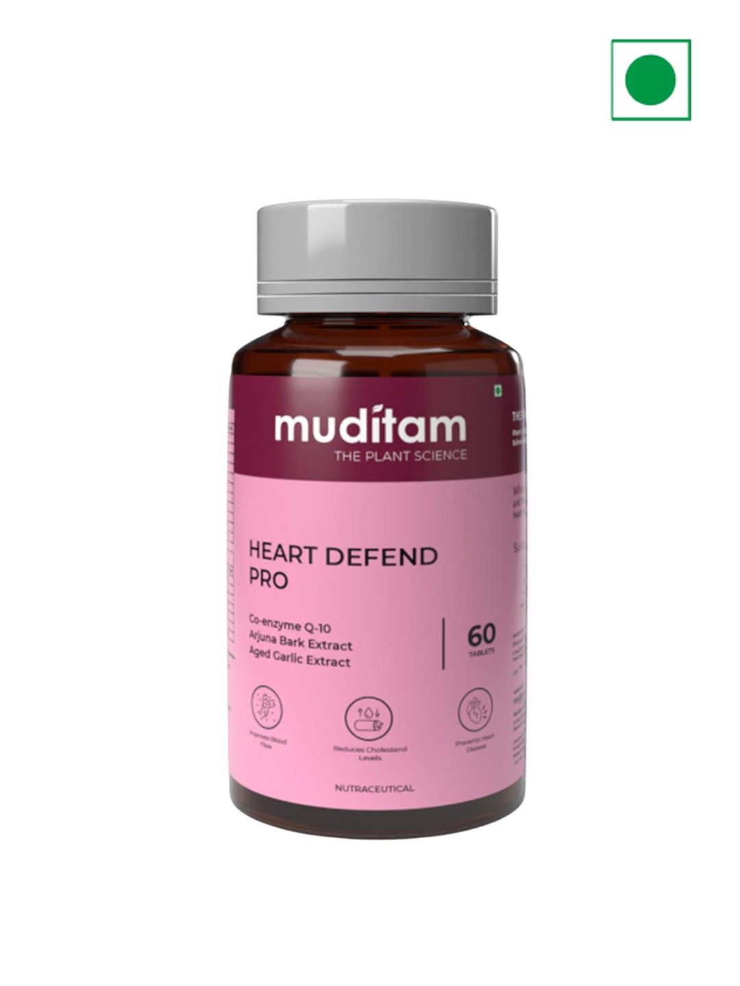 

Muditam Heart Defend Pro Tablets For Balancing Cholesterol - 60 Tablets Each, White