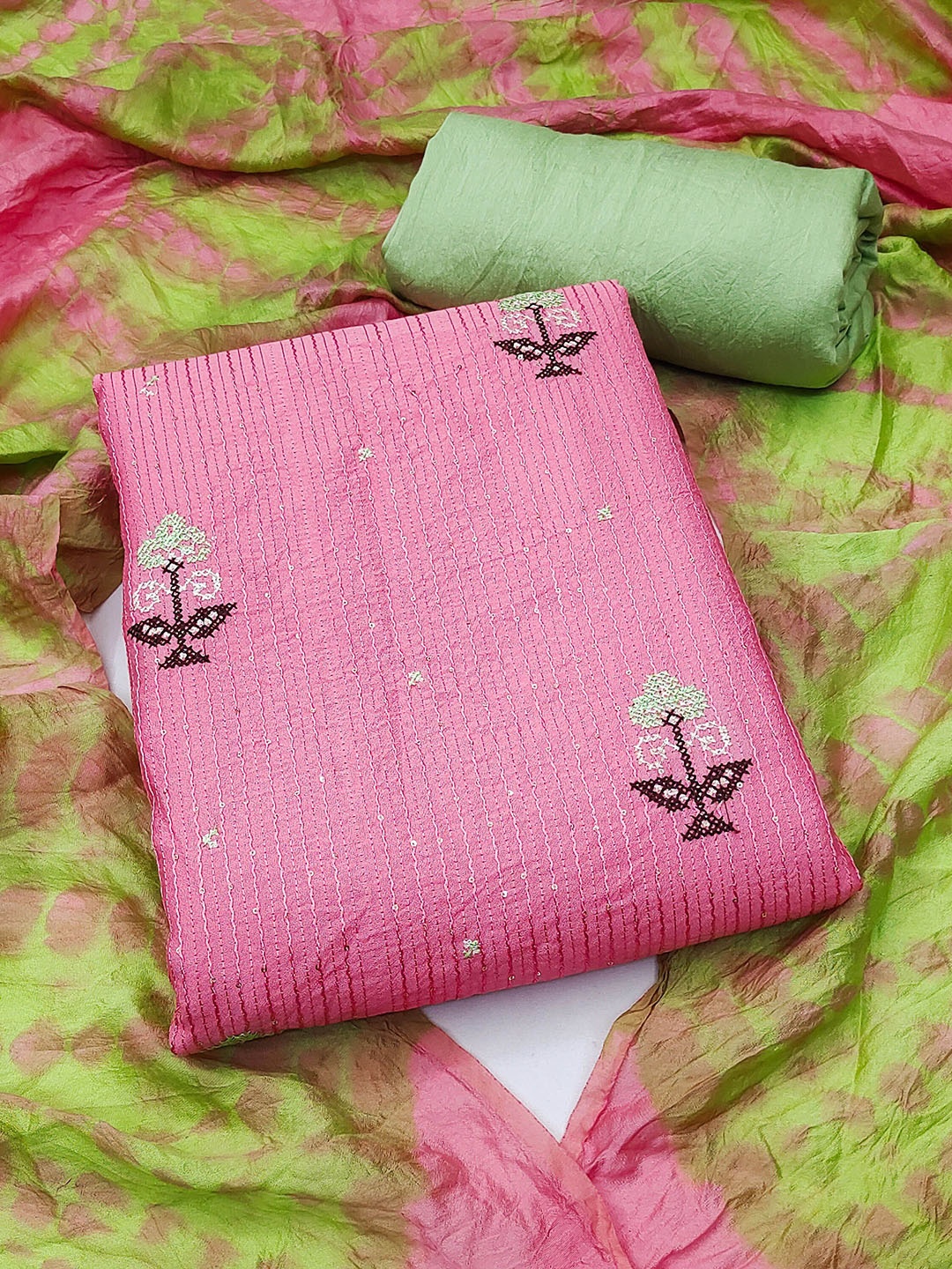 

Maroosh Embroidered Unstitched Dress Material, Pink
