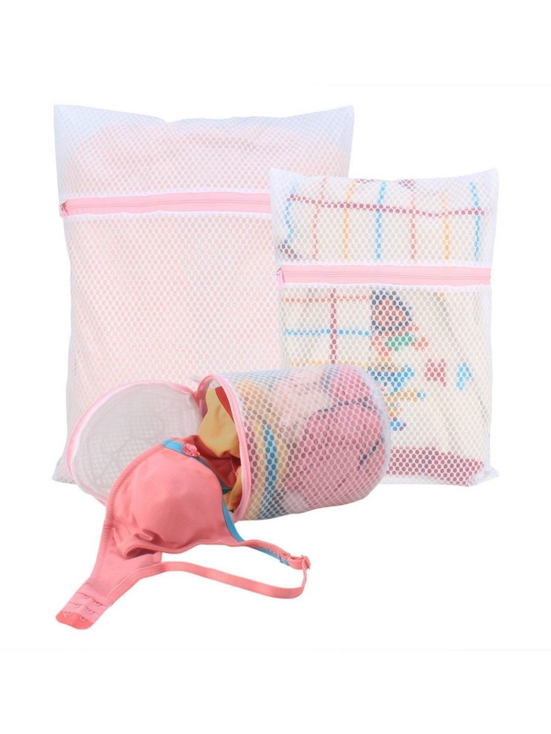 

HOKIPO White 3 Pieces Mesh Laundry Clothes Washing Bags