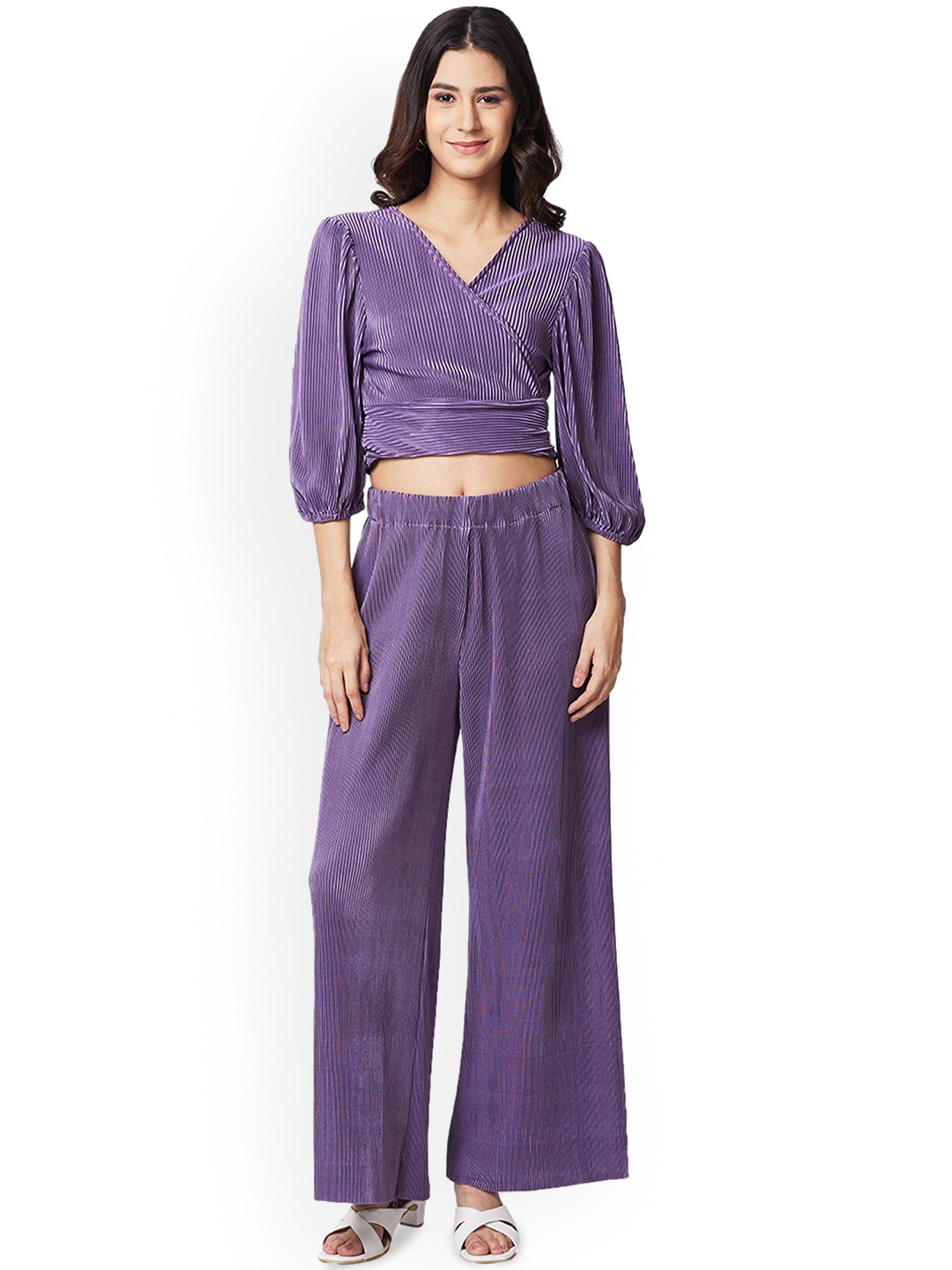 

IZEL Pleated Top With Trouser Co-Ords, Lavender