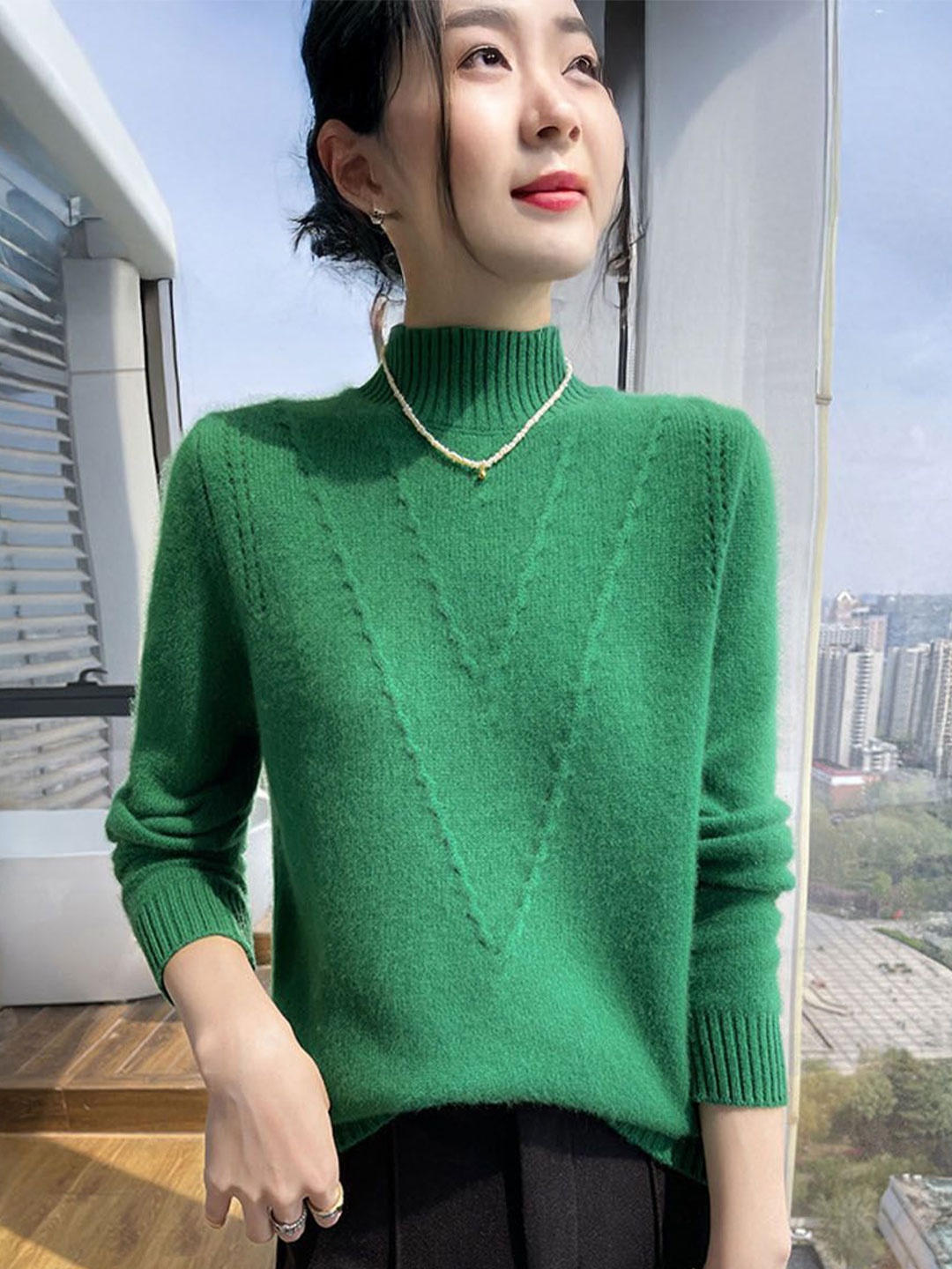 

StyleCast Women Cable Knit Pullover, Green