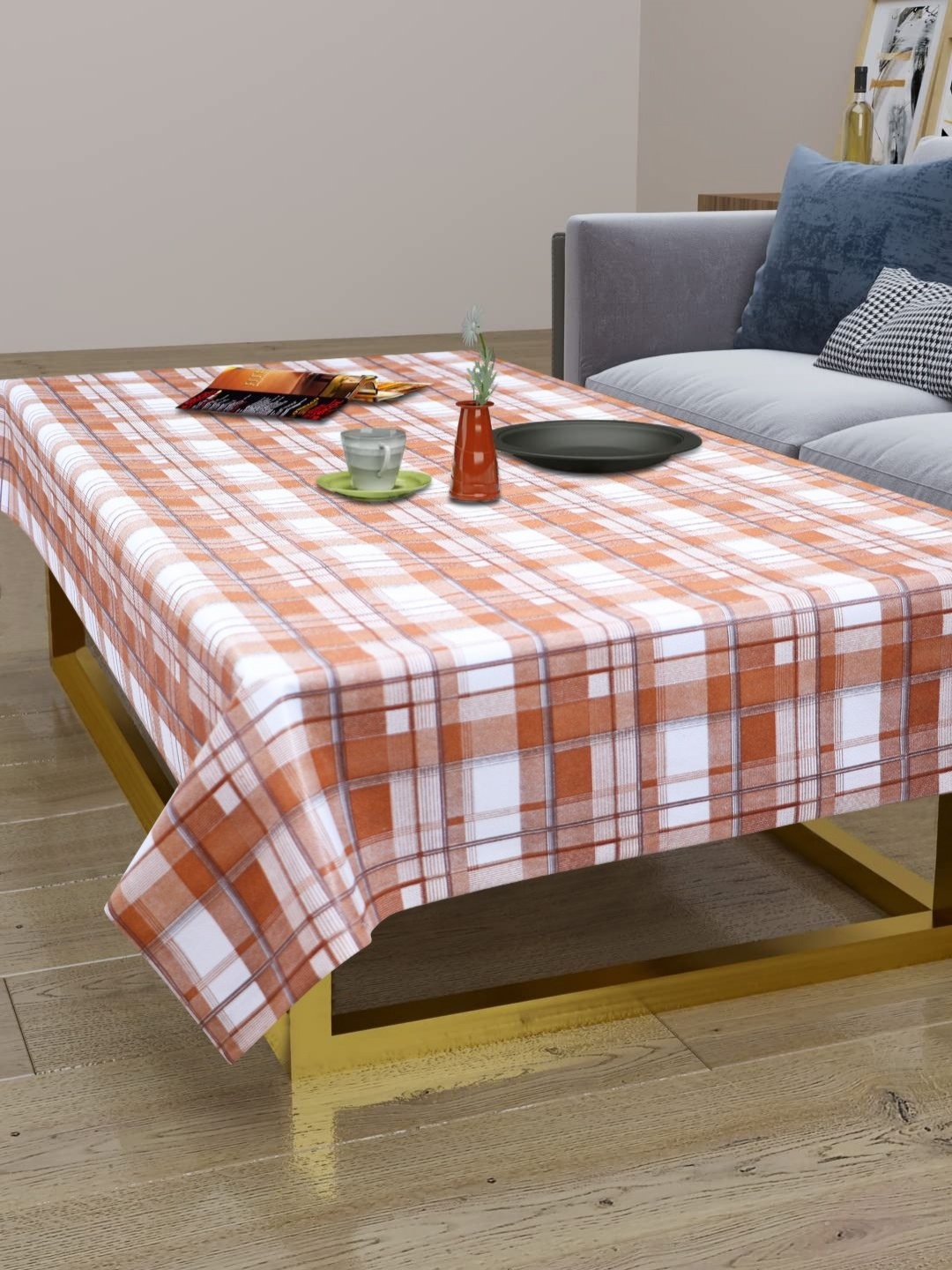 

LooMantha Brown & White Geometric Printed Waterproof 2-Seater Table Cover