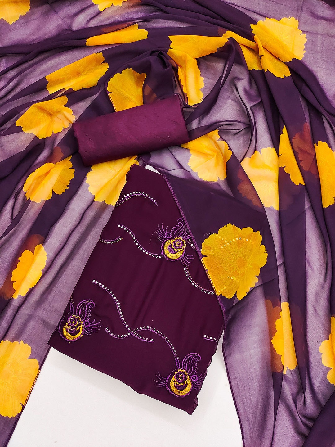 

Maroosh Embroidered Unstitched Dress Material, Purple