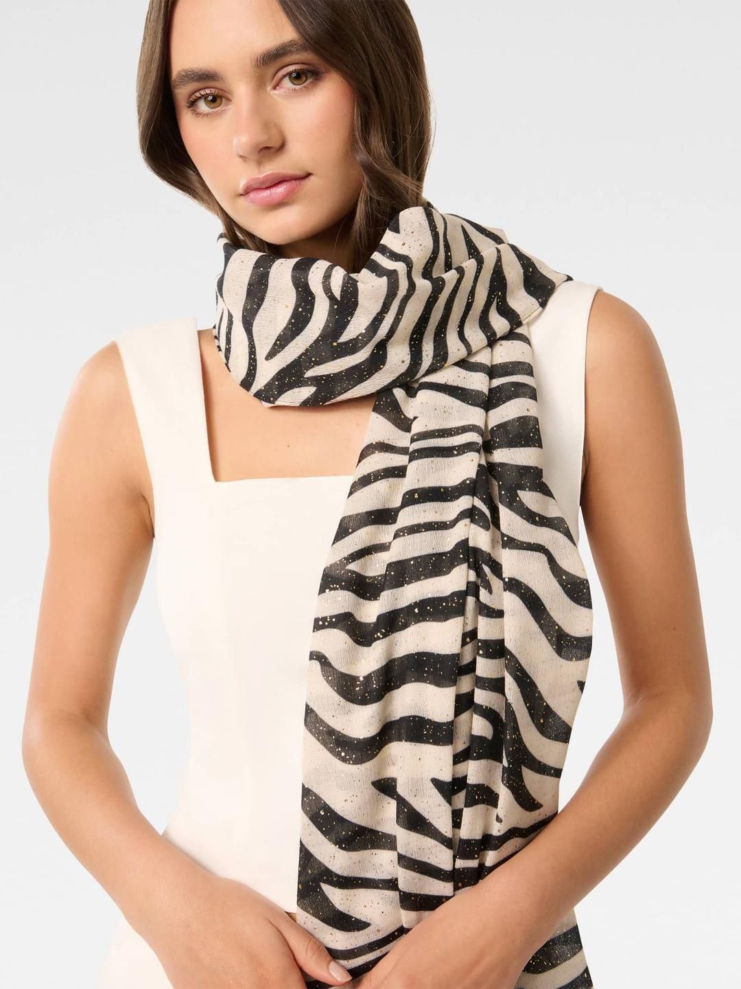 

Forever New Women Printed Scarf, Beige