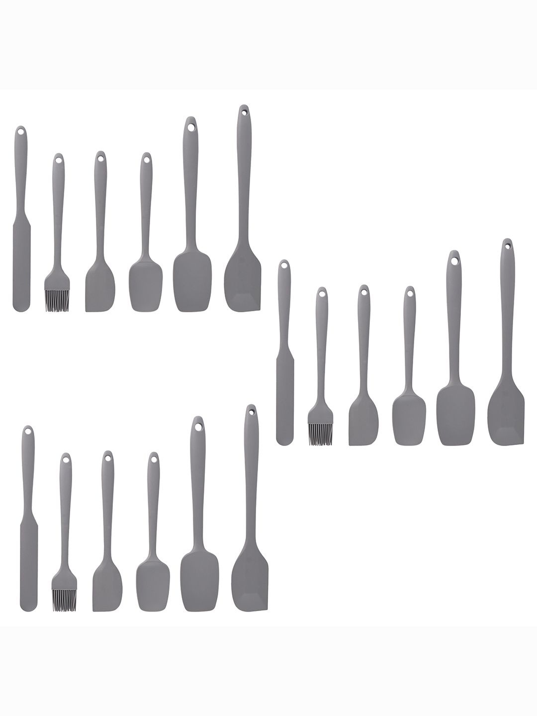 

Kuber Industries Unisex 18 Pcs Silicone Nonstick Spatula Set, Grey