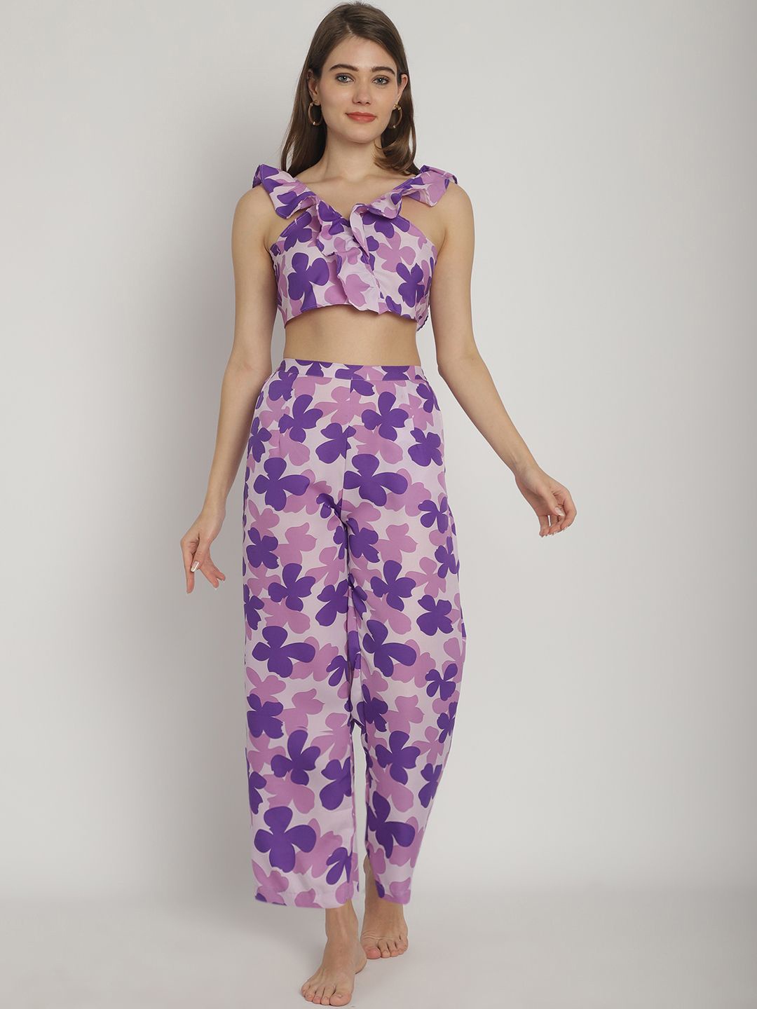 

Blissence Printed V Neck Swimwear Cover up Set, Blue