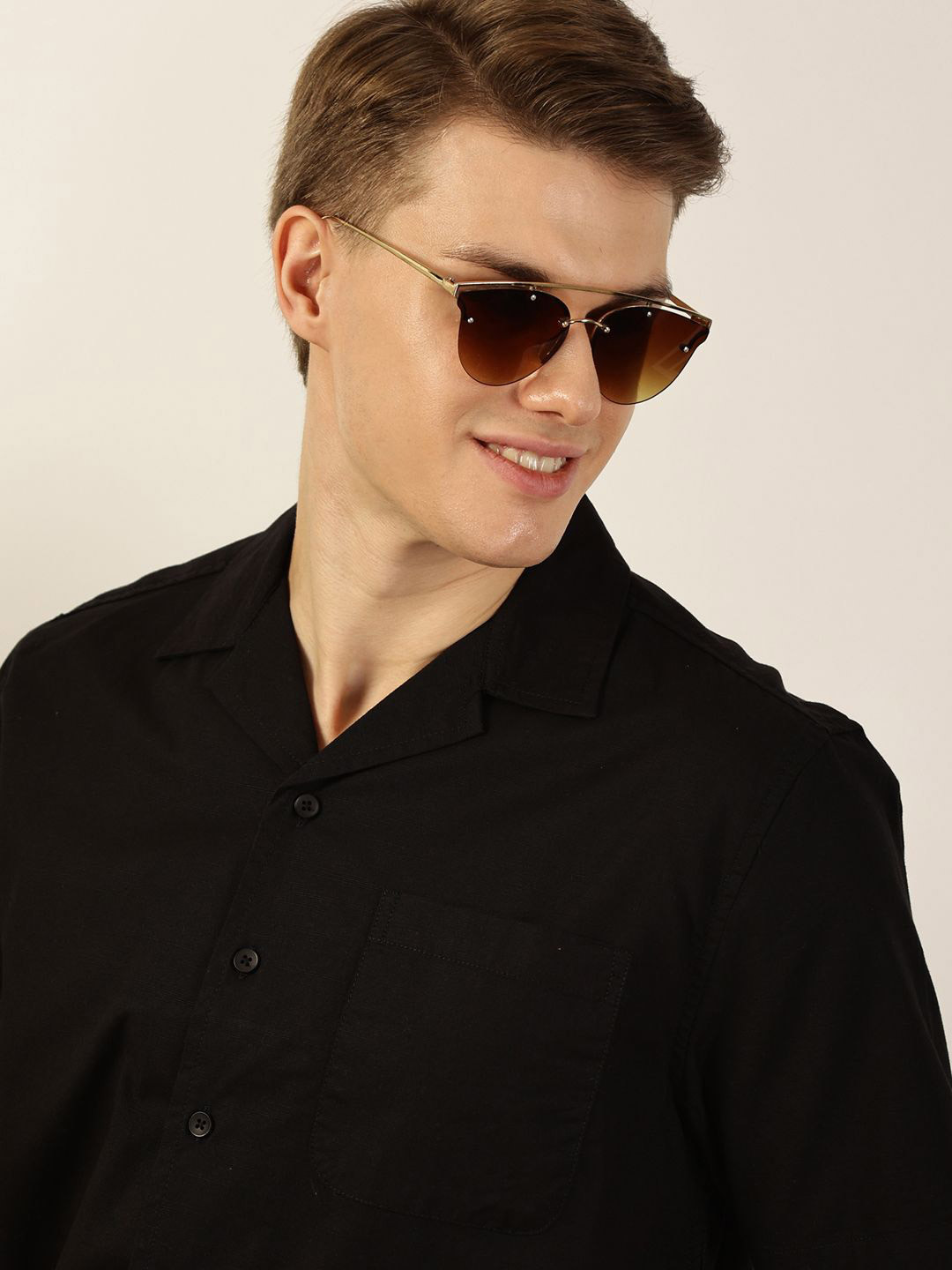 

Mast & Harbour Men Premium Solid Casual Shirt, Black