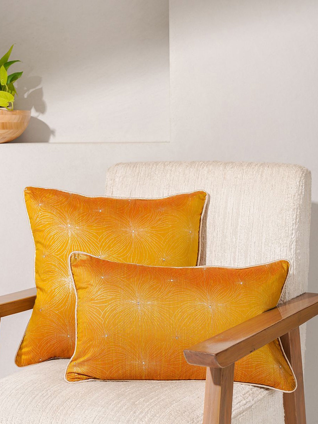 

India Circus by Krsnaa Mehta Yellow Square Cushion Covers