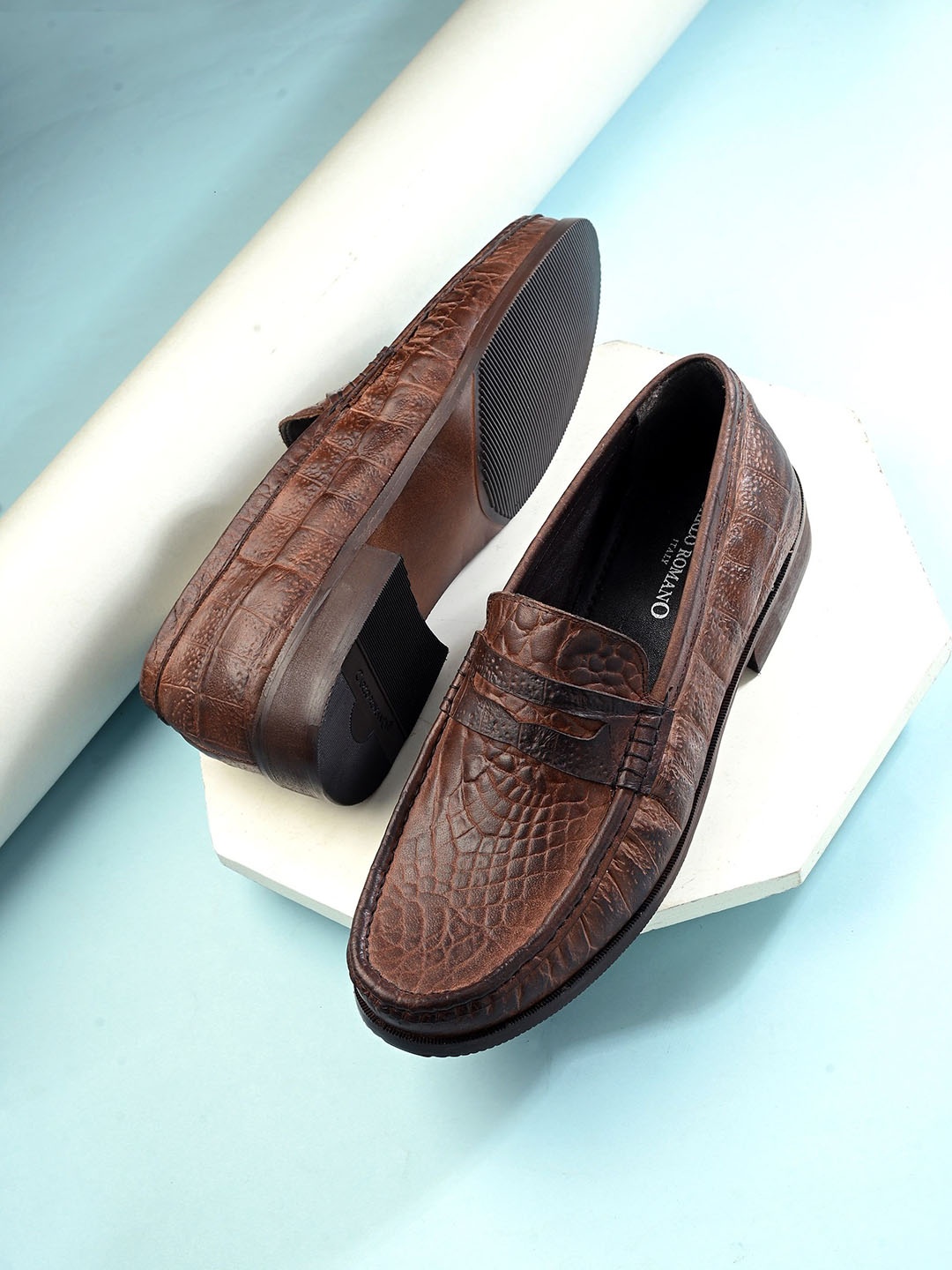 

CARLO ROMANO Men Leather Formal Loafers, Tan