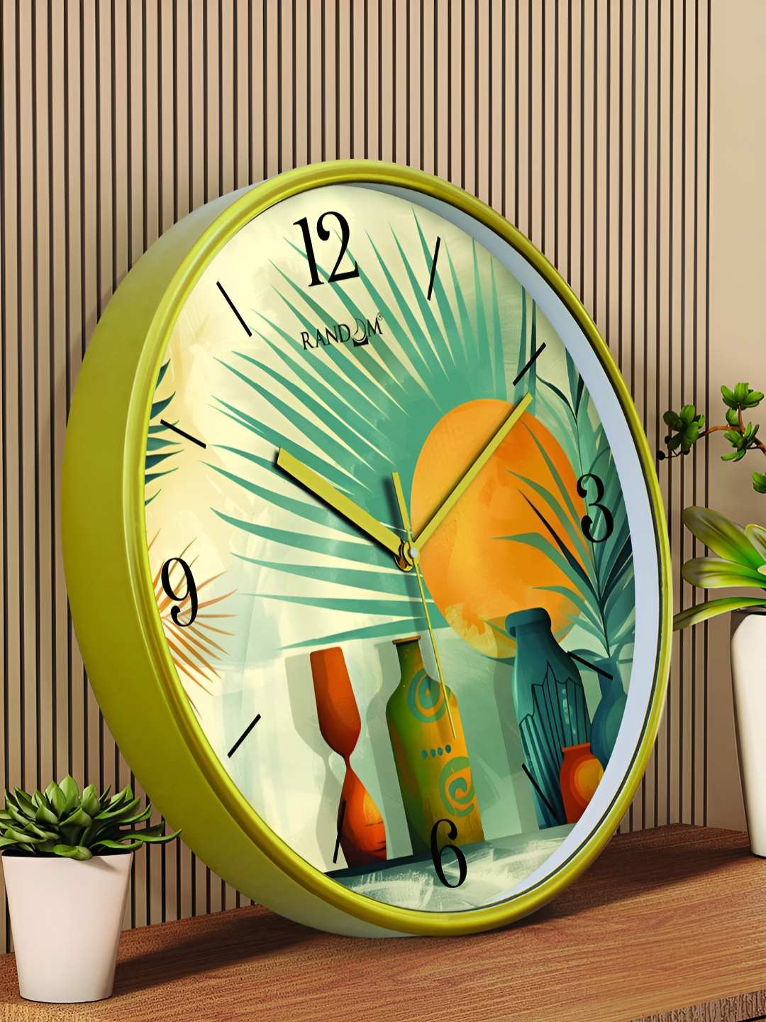 

RANDOM Printed Round Shaped Sweep Silent Movement Contemporary Wall Clock, Off white