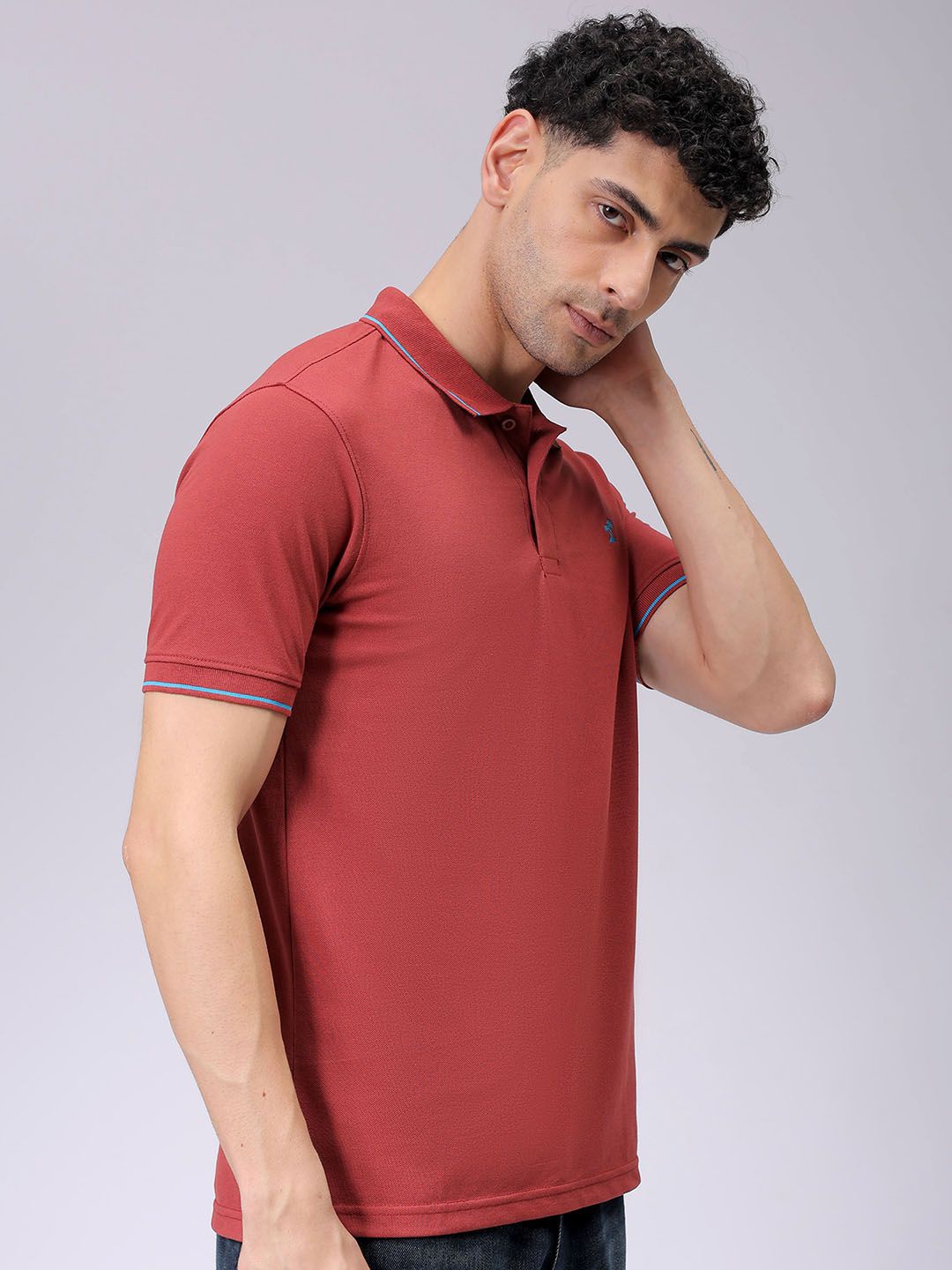 

The Indian Garage Co Men Solid Polo Collar T-shirt, Rust