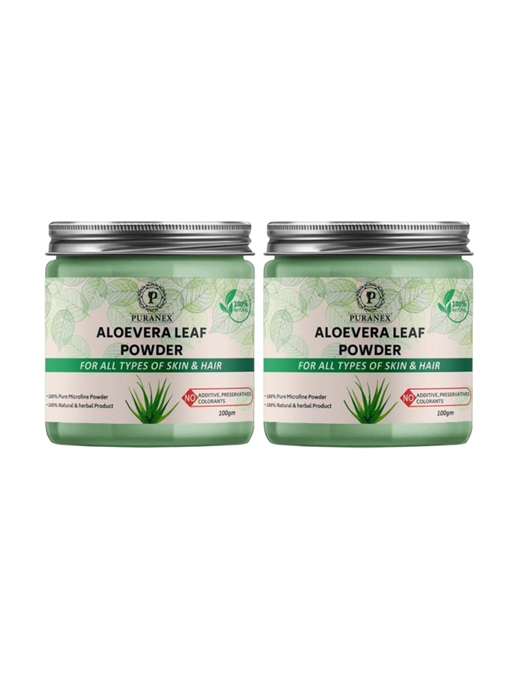 

Puranex Set Of 2 Aloevera Leaf Powder For Deep Cleansing - 100 g Each, White
