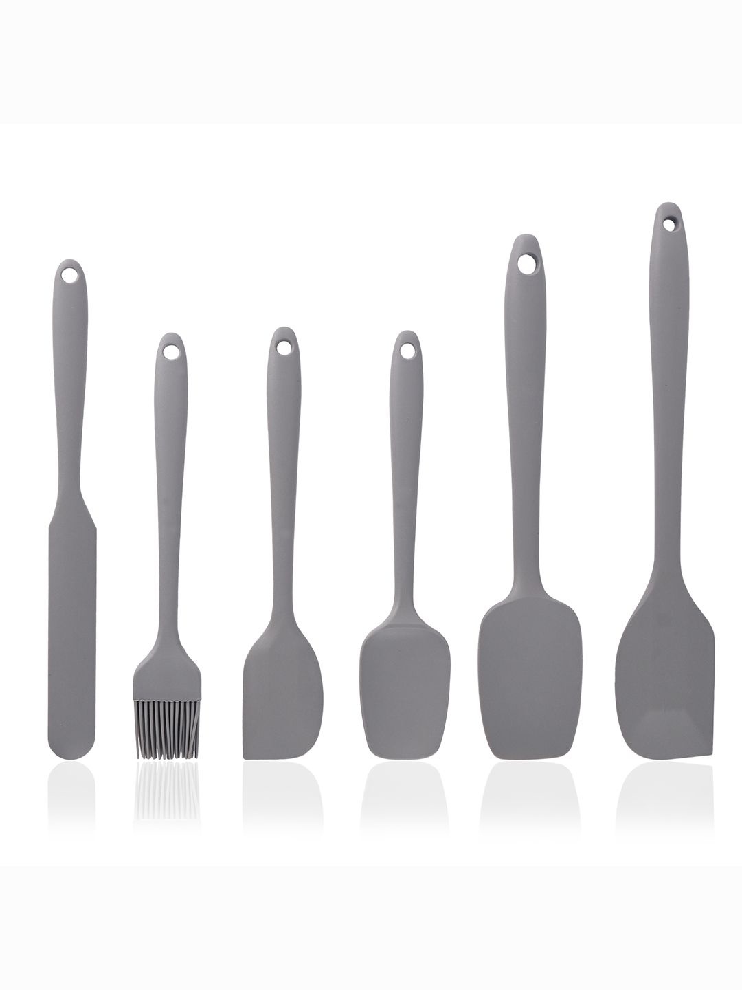 

Kuber Industries Grey 6 Pieces Silicone Nonstick Spatula Set