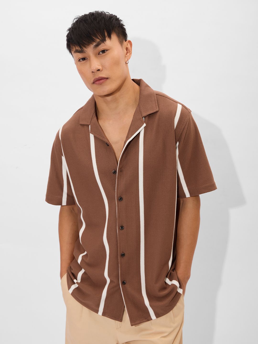 

The Souled Store Men Opaque Striped Casual Shirt, Brown