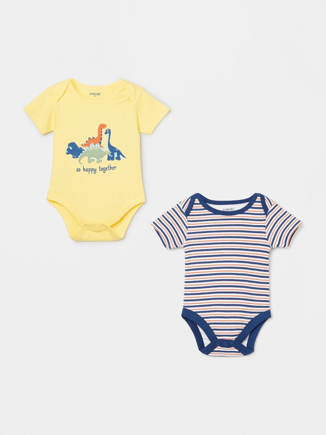 

Juniors by Lifestyle Boys Pack Of 2 Pure Cotton Bodysuits, Yellow