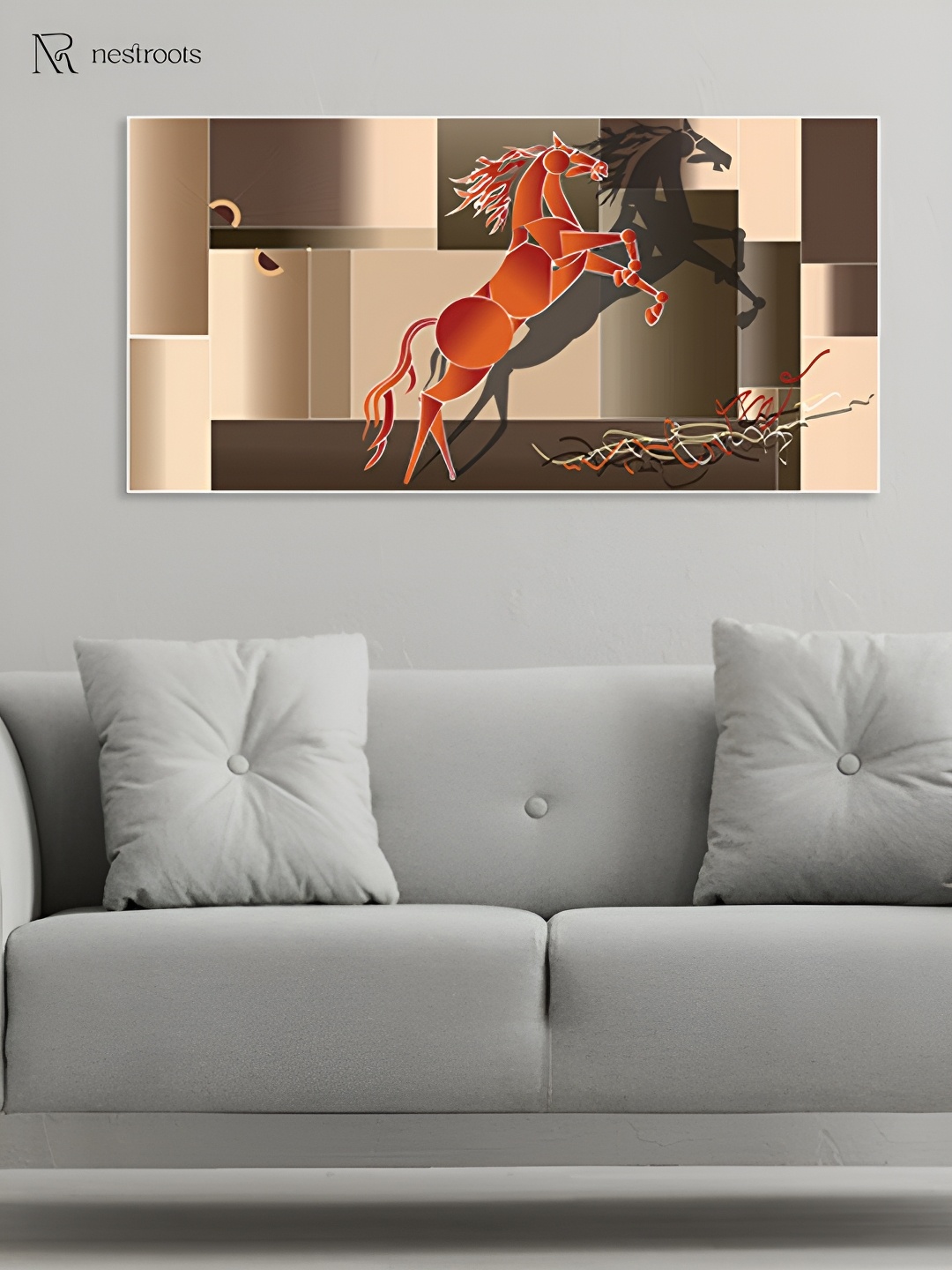 

nestroots Red & Black Horses Printed Canvas Painting Wall Art