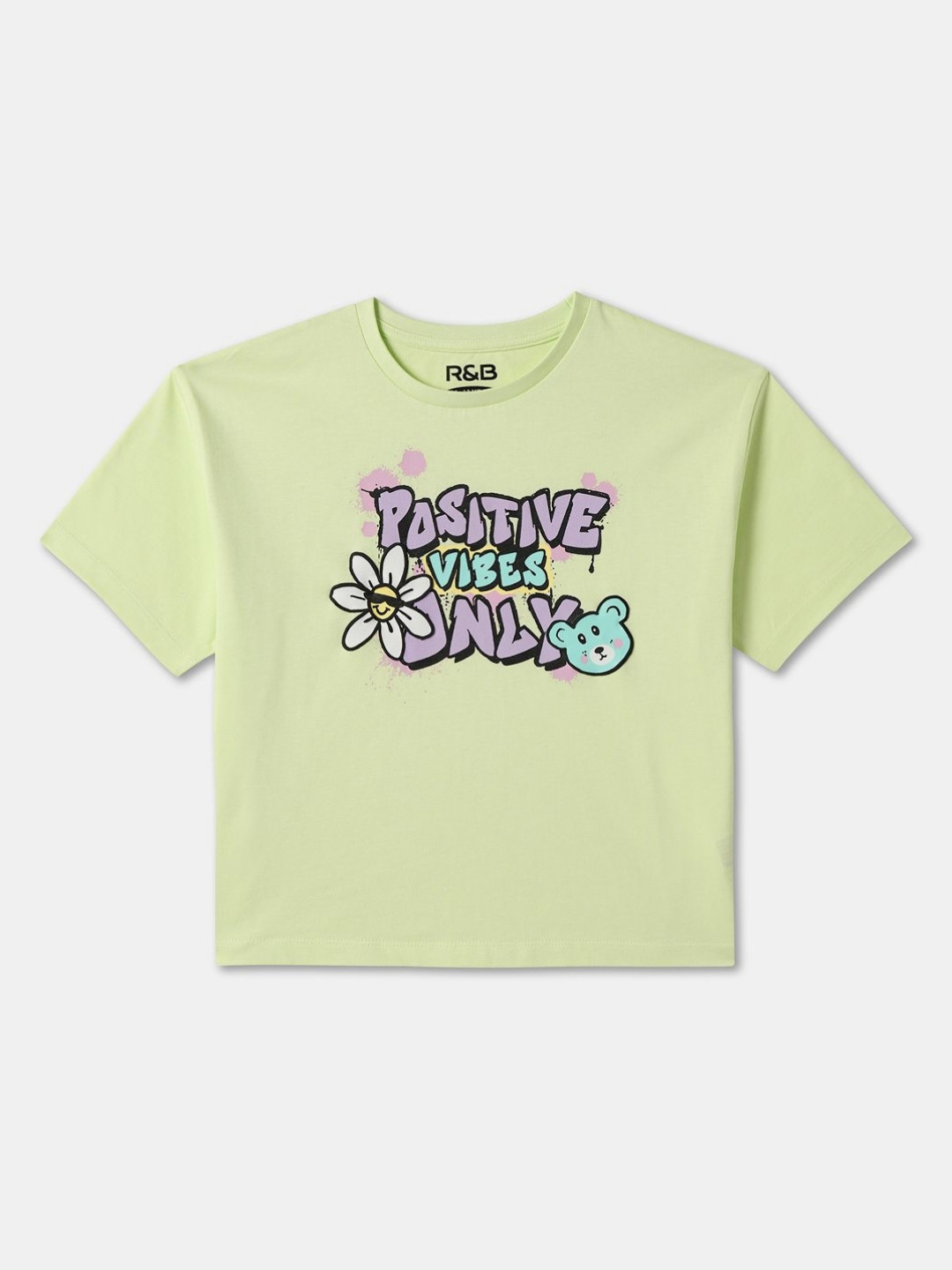 

R&B Girls Printed Applique T-shirt, Green