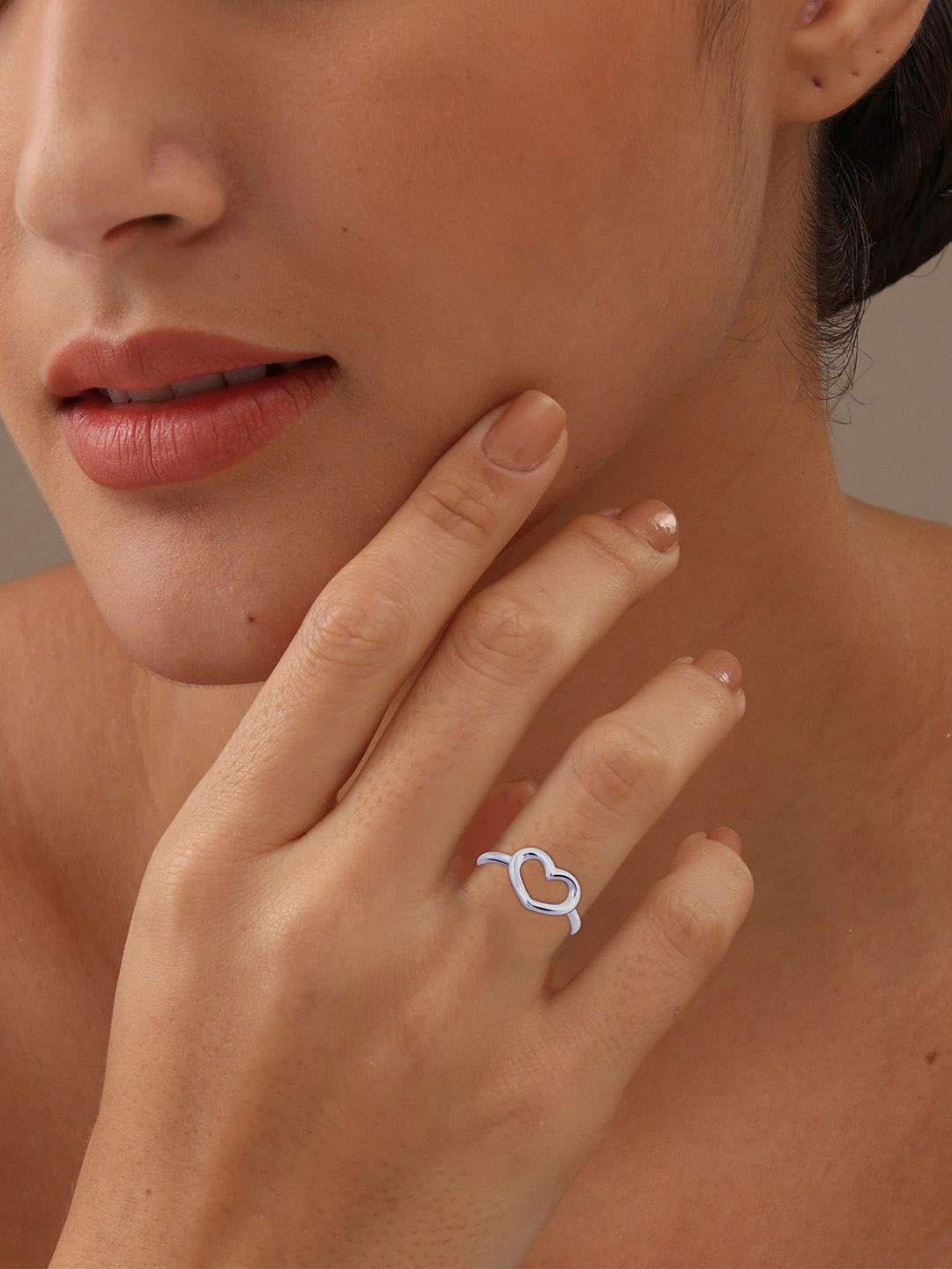 

LeCalla 925 Sterling Silver Open Heart FingerRing