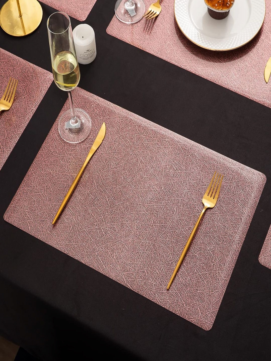 

HOKIPO Set Of 6 Rose Gold Printed Table Placemats